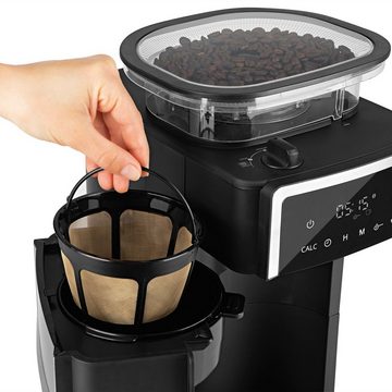 BEEM Filterkaffeemaschine FRESH-AROMA-PERFECT III mit Mahlwerk, Permanentfilter, 1,25 Liter Thermokanne & Glaskanne 10 Tassen