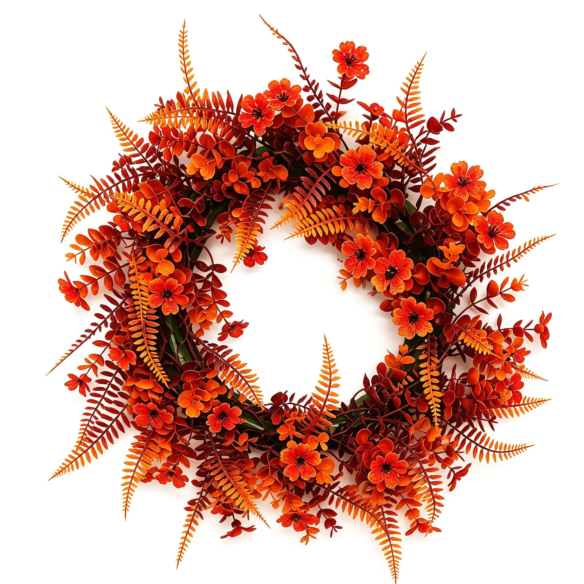 Diwzbyn Dekokranz Künstlicher Eukalyptus-Kranz, herbstlicher Kunstblumenkranz, geeignet für Halloween-, Thanksgiving- und Herbstdekorationen