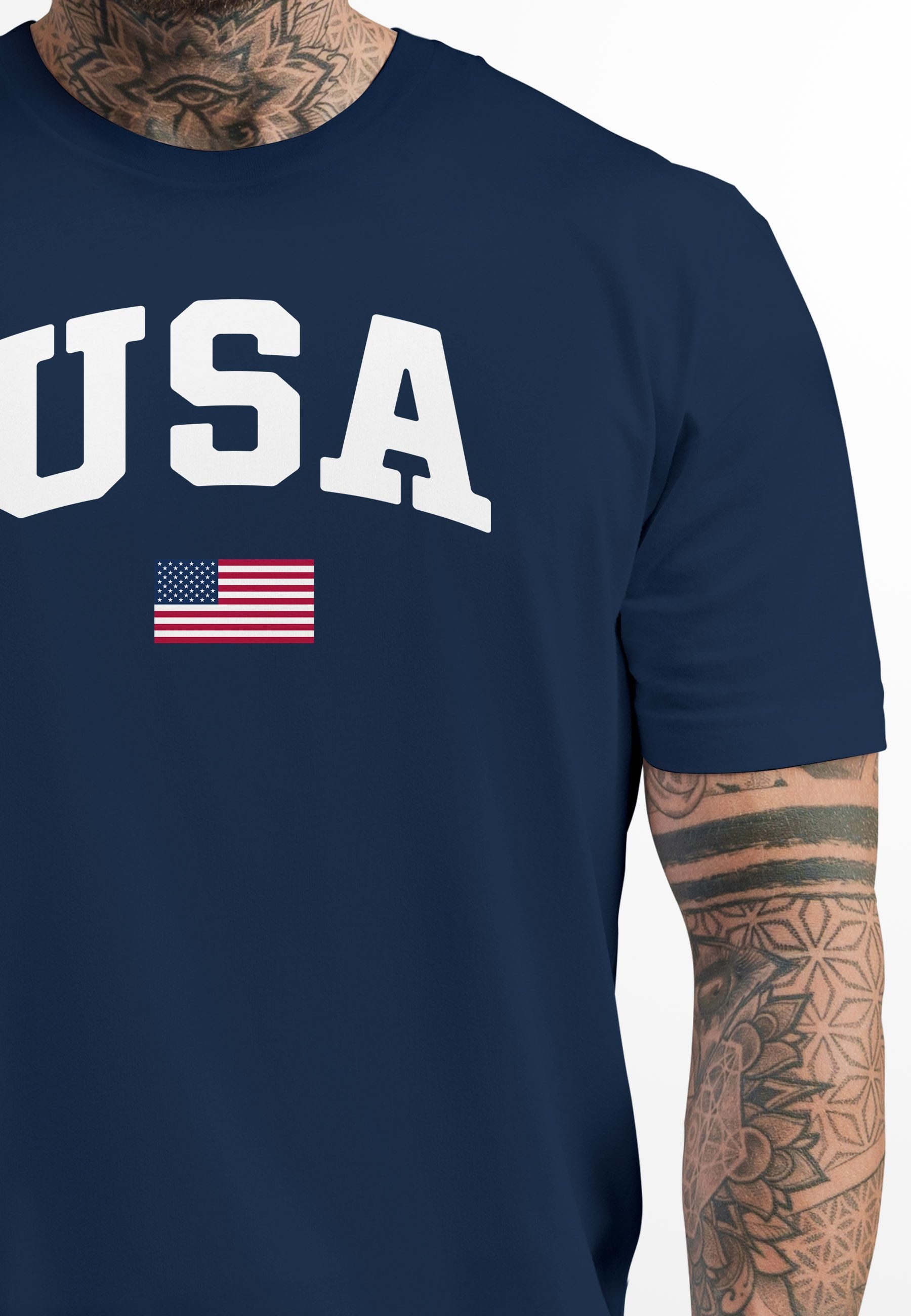 Neverless Print-Shirt Herren T-Shirt USA Schriftzug College Retro US Flagge günstig online kaufen