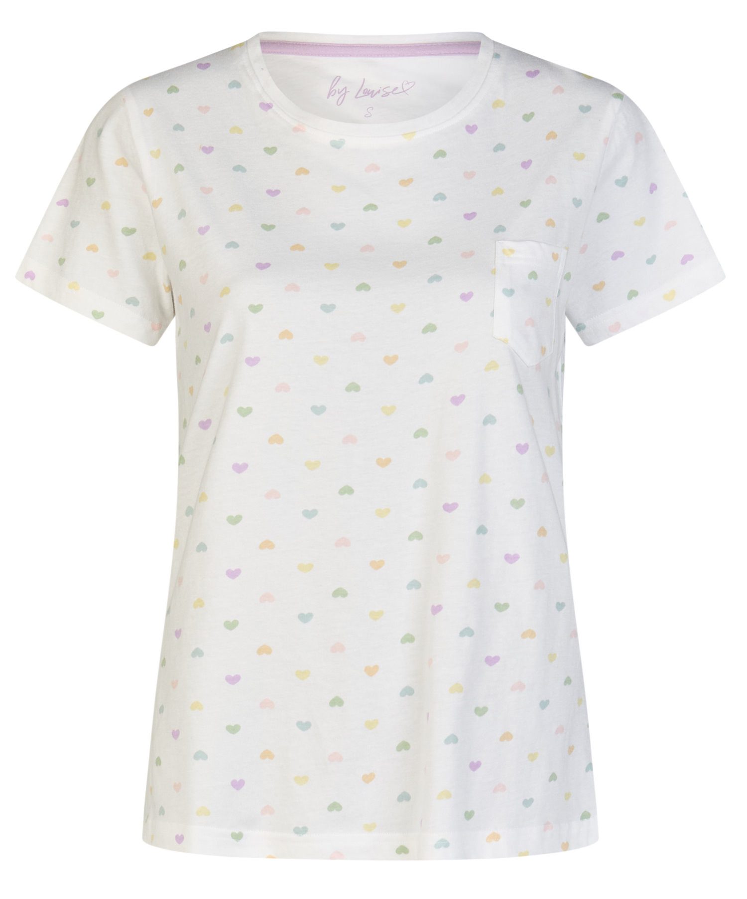 By Louise Pyjamaoberteil Damen Pyjamashirt mit kurzem Arm (1-tlg) Baumwolle
