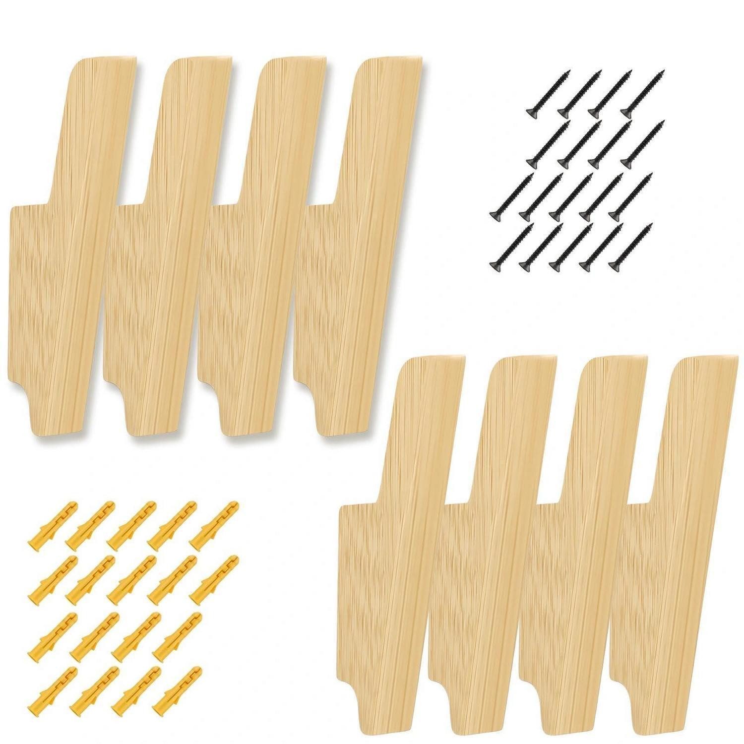 LuxusKollektion Wandhaken Garderobenhaken Holz Eiche 8er Set, (8-St)