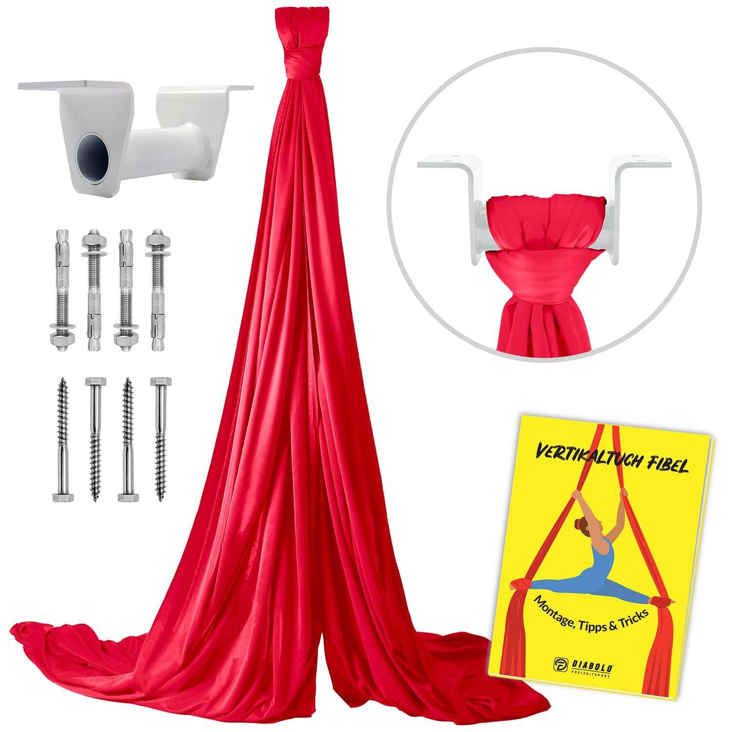 Diabolo Freizeitsport Nestschaukel Vertikaltuch 6m (rot) + Deckenhalterung (weiß), (1-tlg)