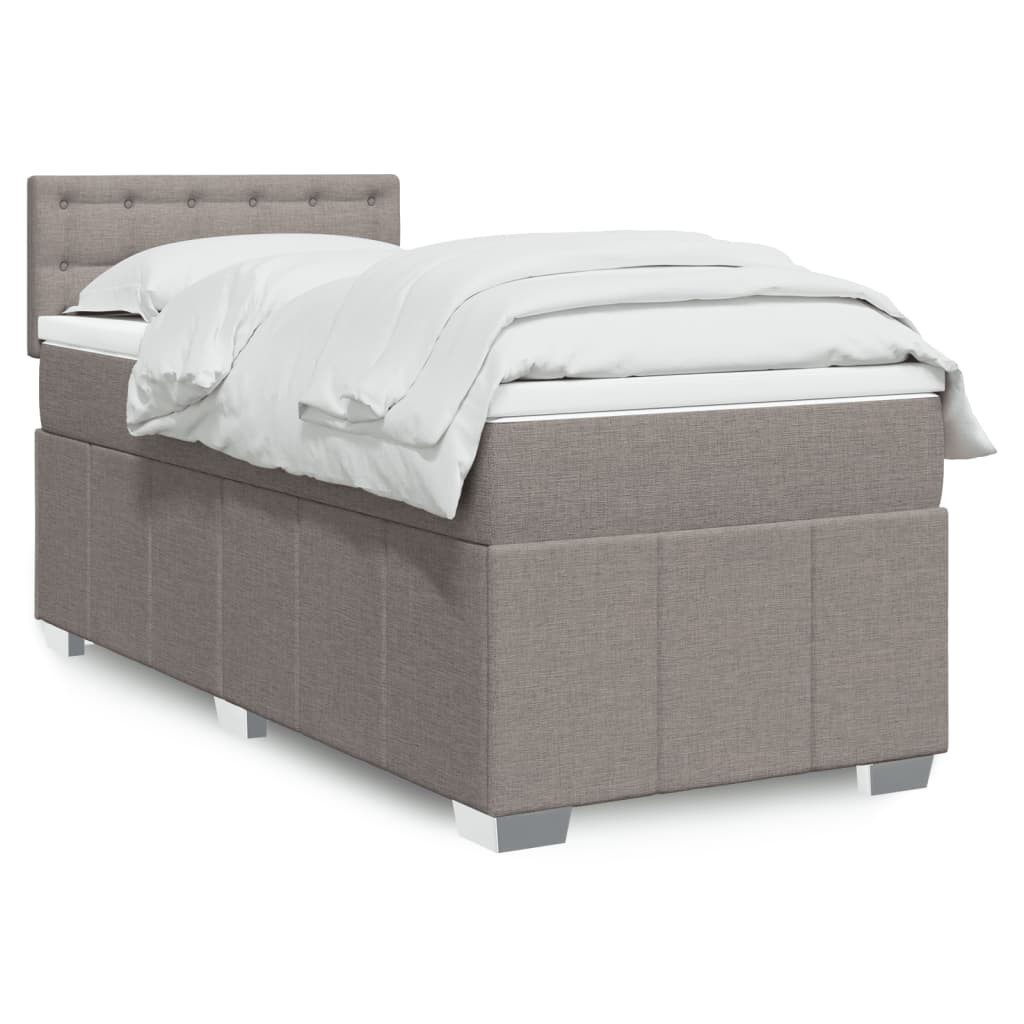 vidaXL Bett Boxspringbett mit Matratze Taupe 100x200 cm Stoff