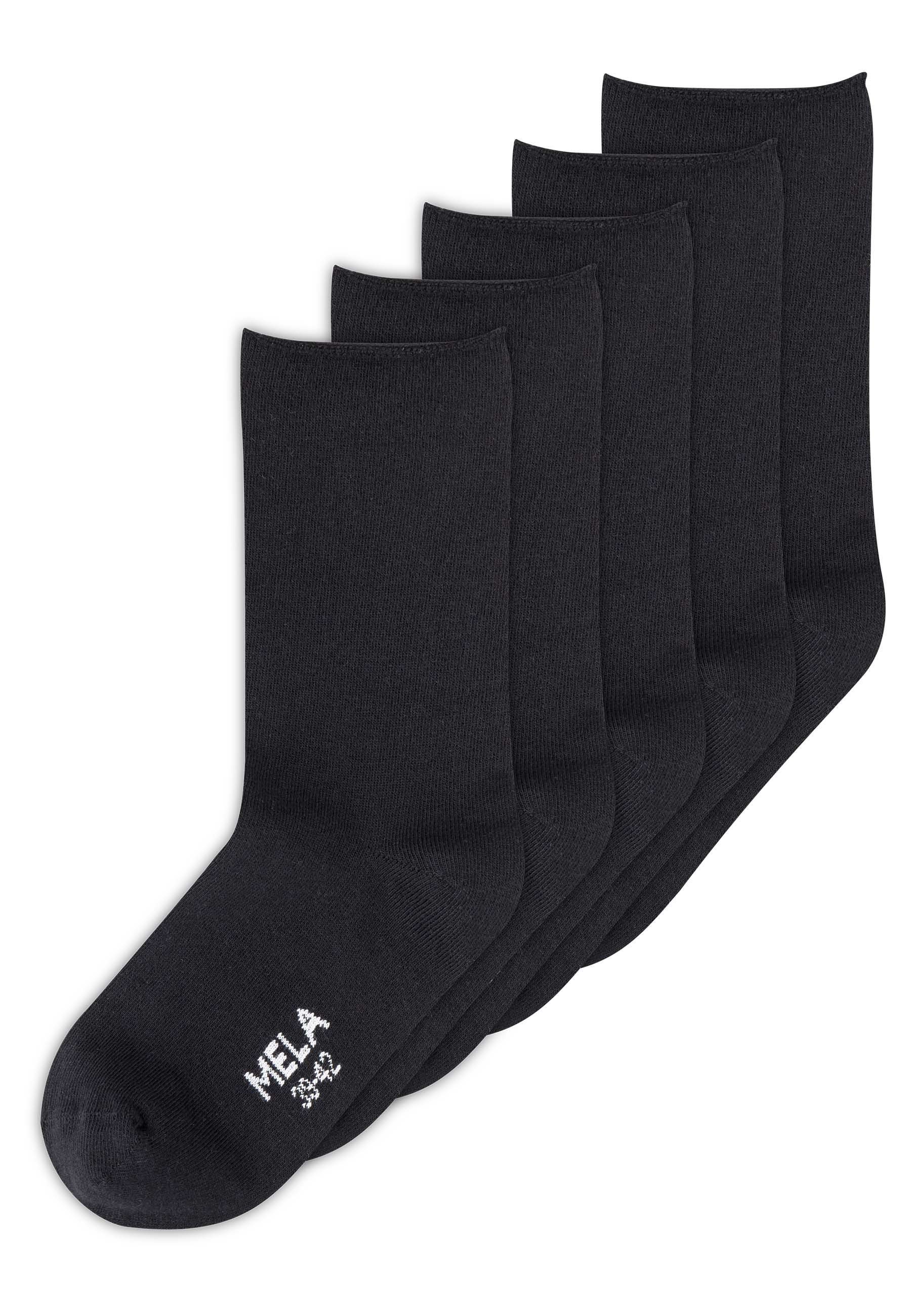 MELA Socken Rollsaum Socken 5 Paare Frei von Polyester und Polyamid.