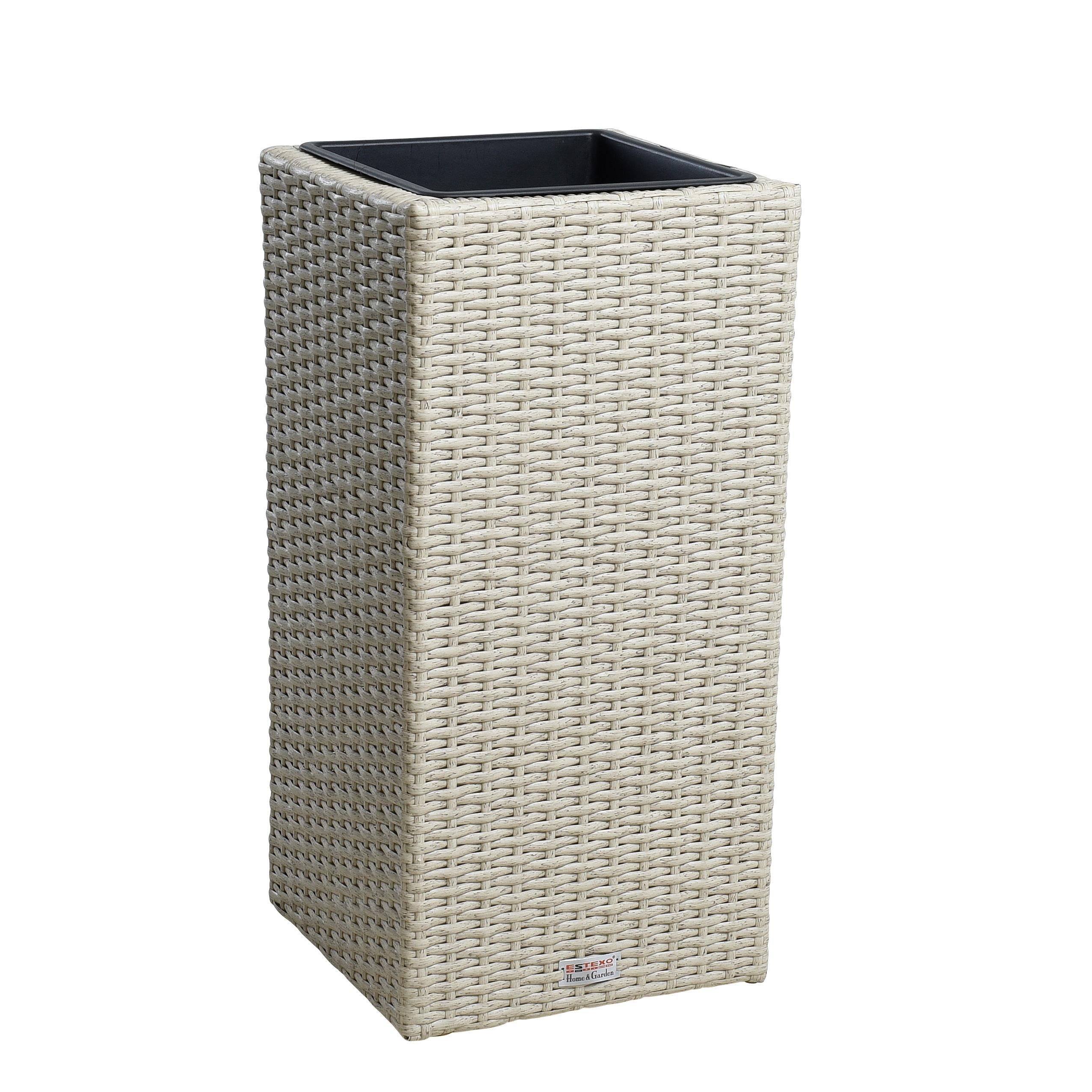 Blumentopf Polyrattan Blumenkübel Pflanzkübel 60 cm Rattan Übertopf Topf Beige