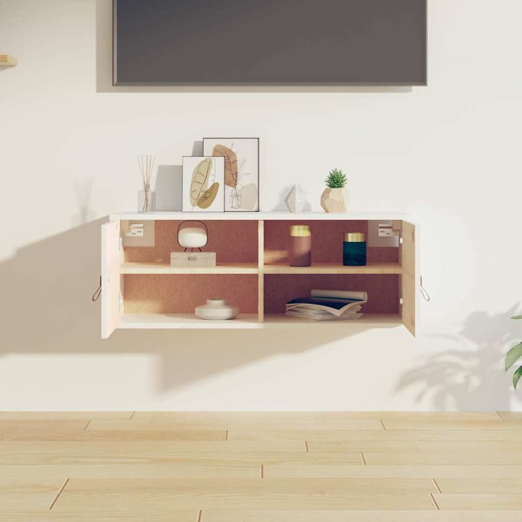 furnicato Wandhängeschrank Hängeschrank aus massivem Kiefernholz Weiß 80 x 30 x 30 cm, 1-tlg., Rustikaler Wandschrank mit viel Stauraum und belastbar bis zu 60 kg