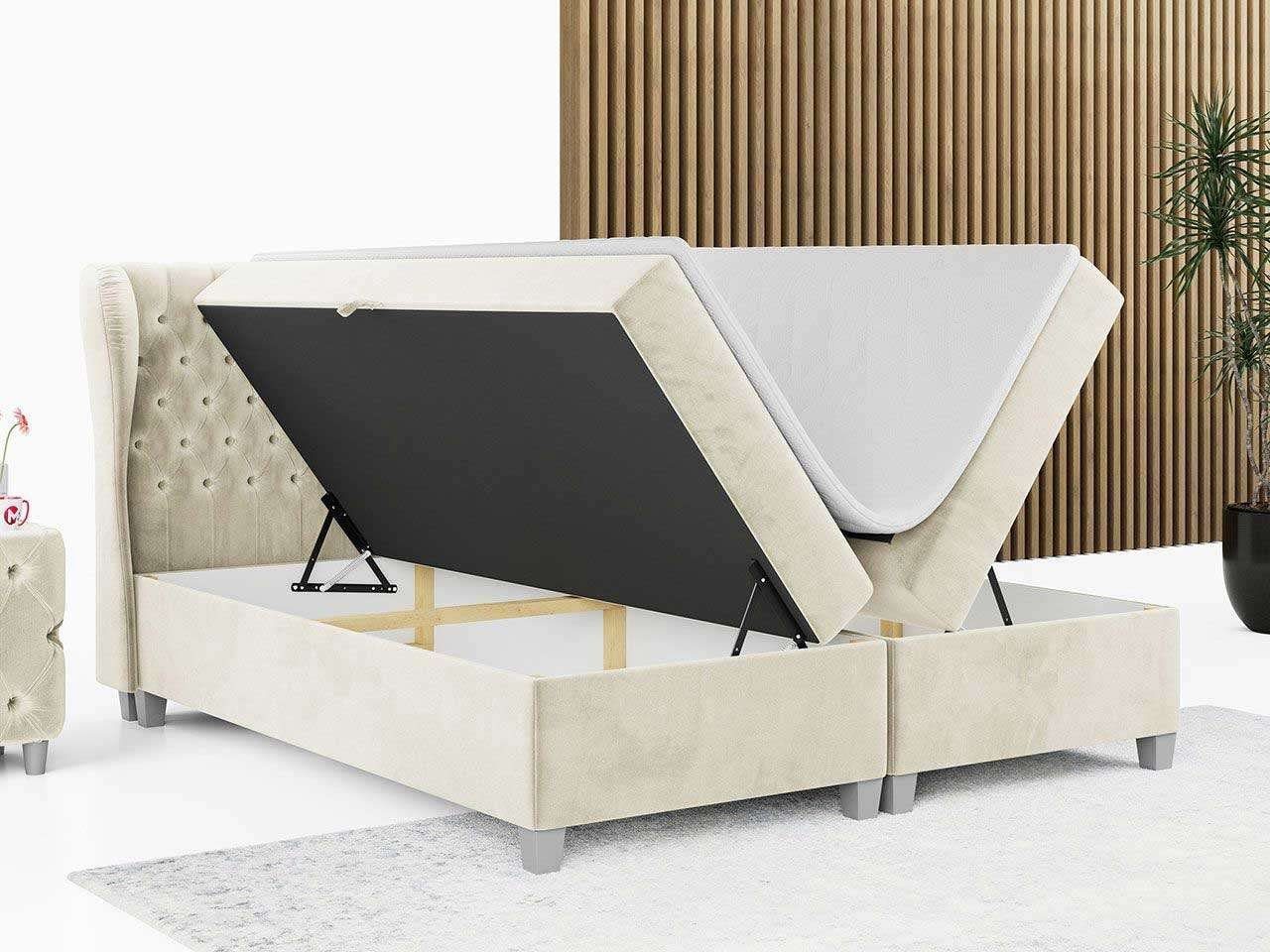 Deko Doppelbett Bed BURLONE, mit MKS Boxspringbett Multipocket-Matratze - MÖBEL