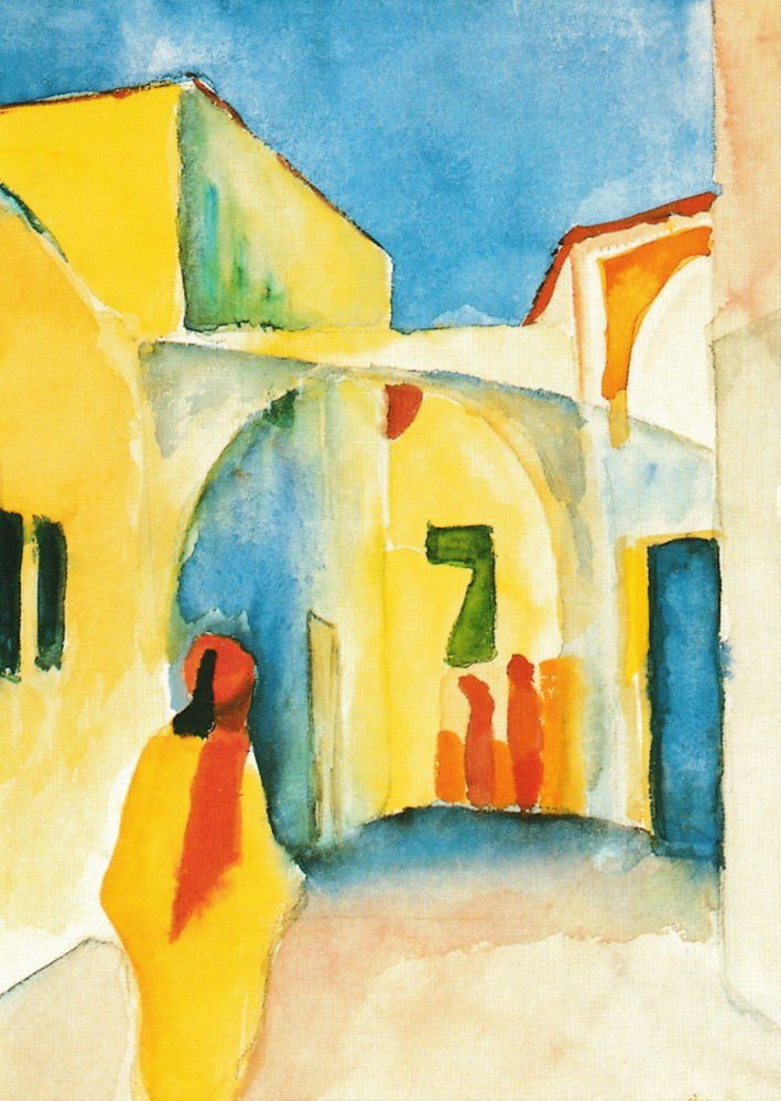 August Tunis" eine Postkarte in "Blick in Gasse Macke Kunstkarte