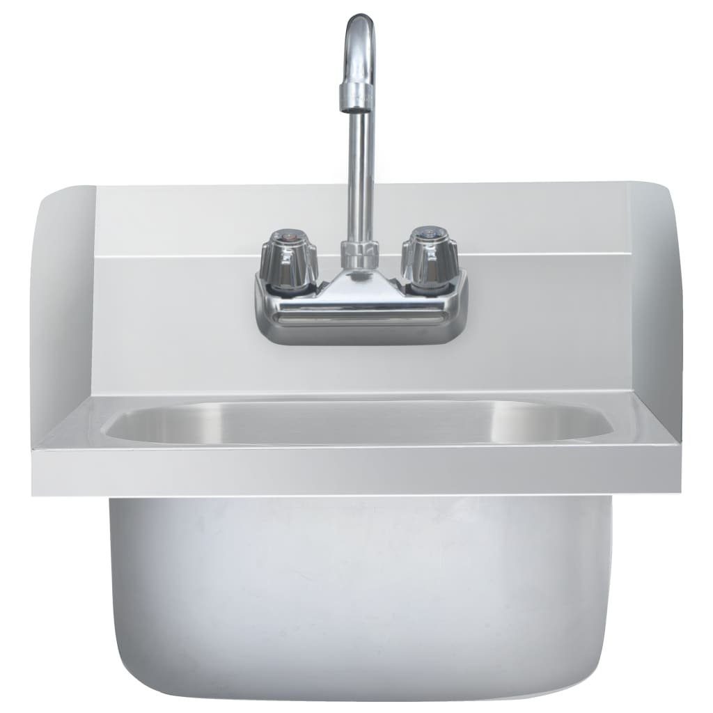 Gastro-Handwaschbecken vidaXL mit Granitspüle Edelstahl, 40/40 cm Wasserhahn