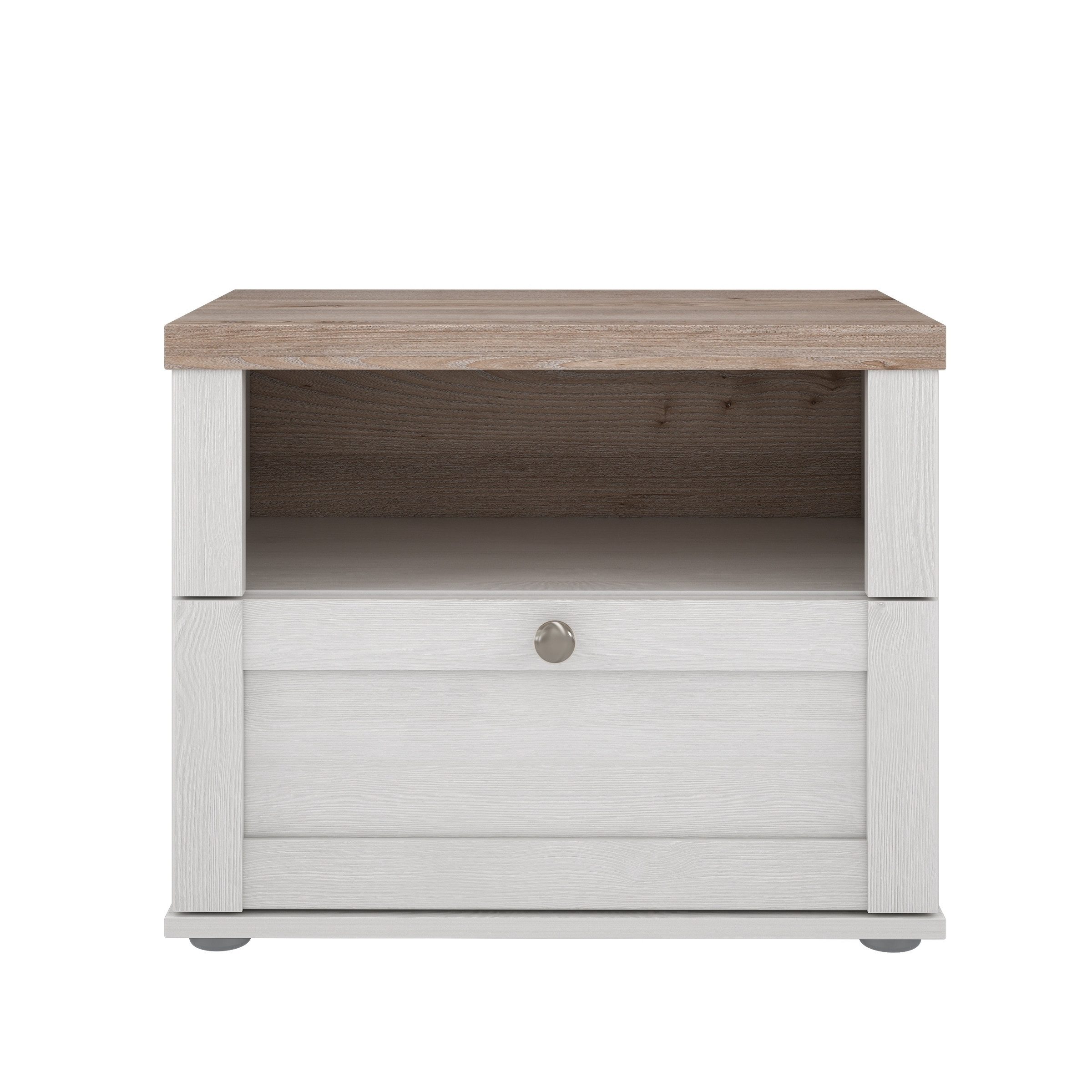 freiraum Nachtkonsole ILOPPA, 1 Fach, 1 Schub, Schnee Eiche / Nelson Eiche - 55,4x45x34,4cm (BxHxT)