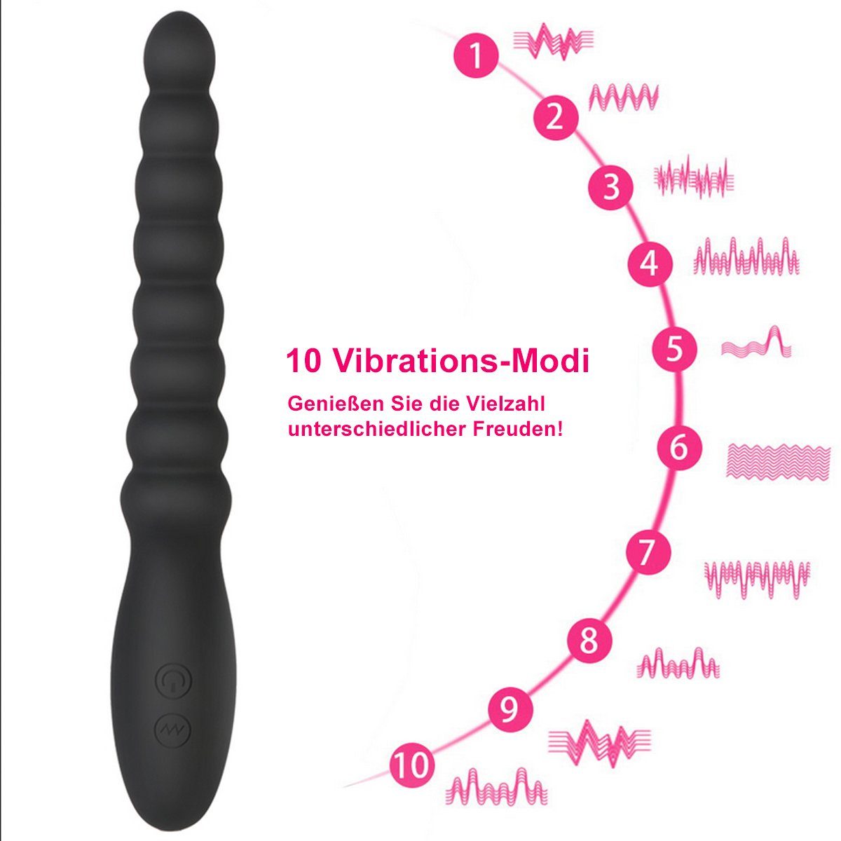 verschiedene Prostata und 20cm TPFSecret Länge Anal Männer USB für Anal-Stimulator Vibrator Vibrationsmodi, ergonomischer Frauen, 10 - Analvibrator Massagegerät über wiederaufladbar,