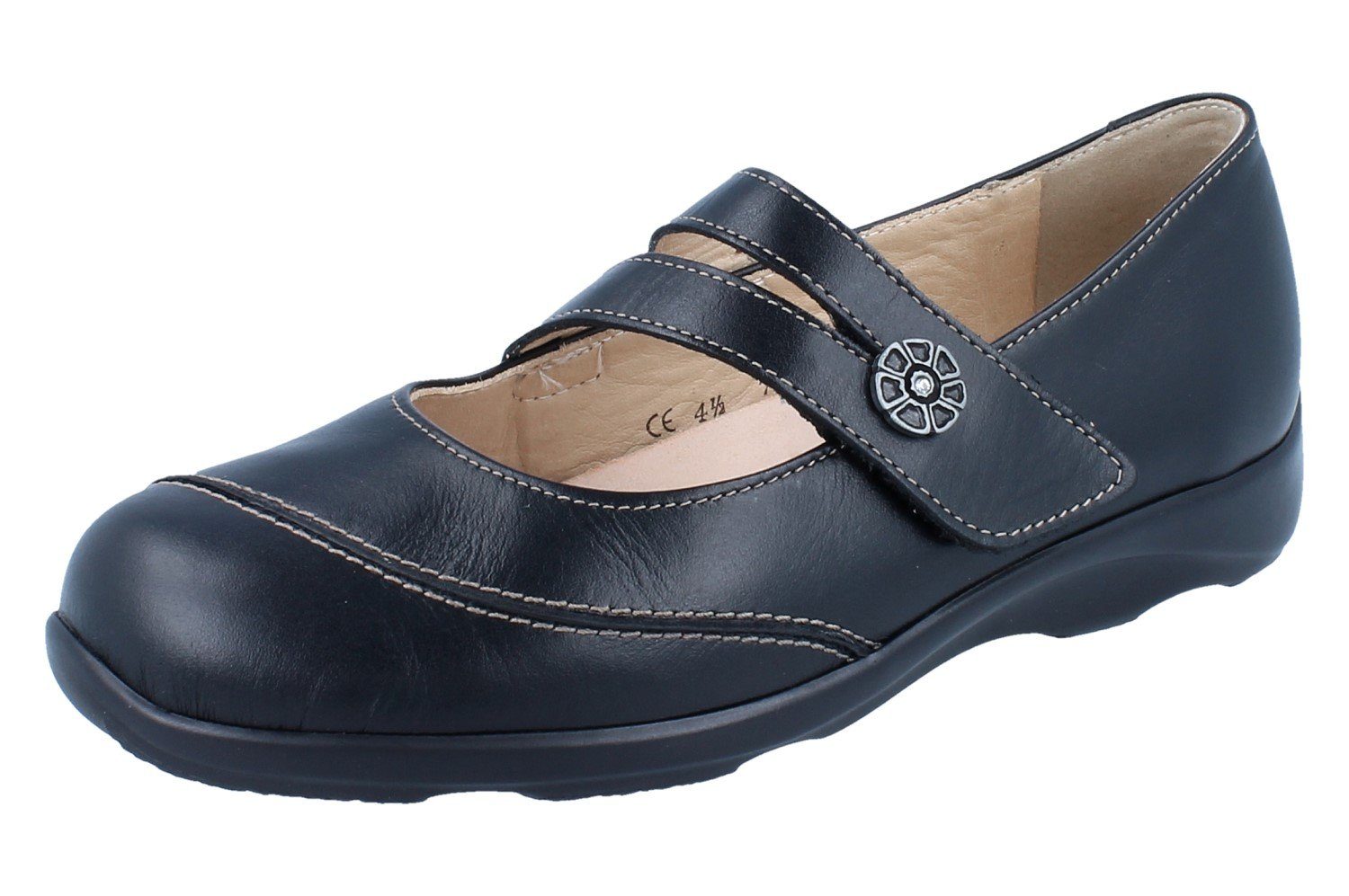 Finn Comfort FINN COMFORT Vivero Damen Ballerina schwarz Glattleder - Größe: UK 8 Schnürschuh Wechselfußbett