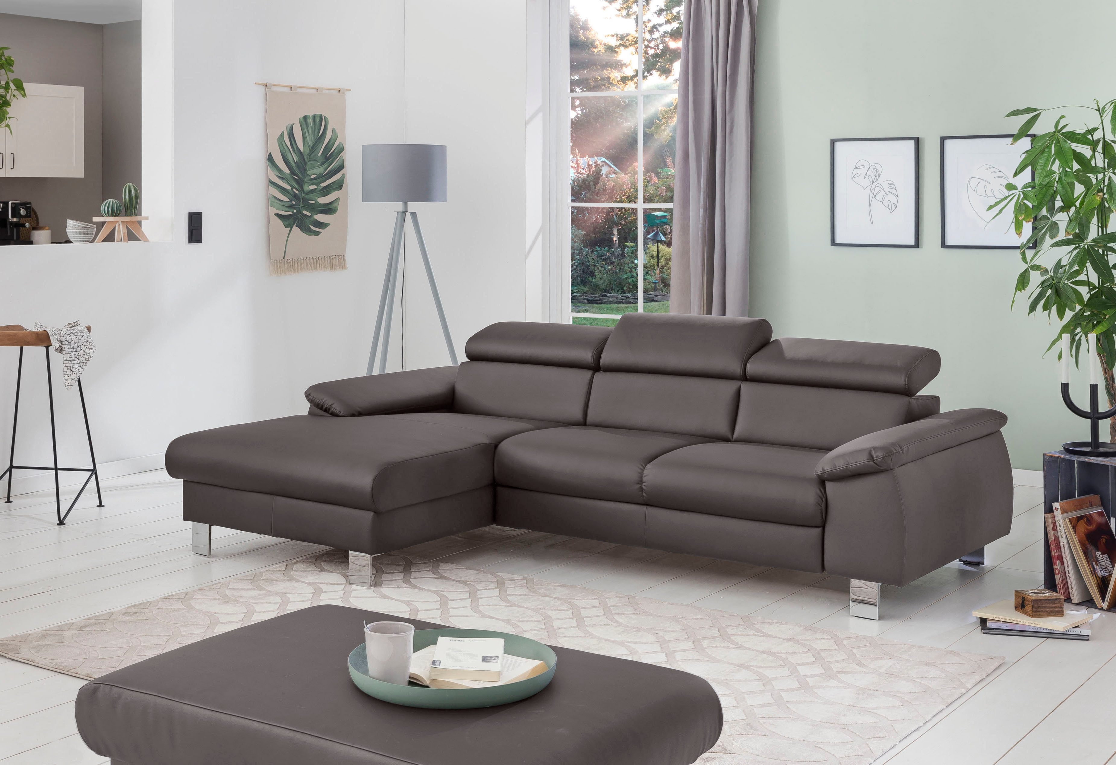 COTTA Ecksofa Komaris L-Form, B: 244 cm, mit Kopfteilverstellung, optional Bettfunktion, Bettkasten & Licht