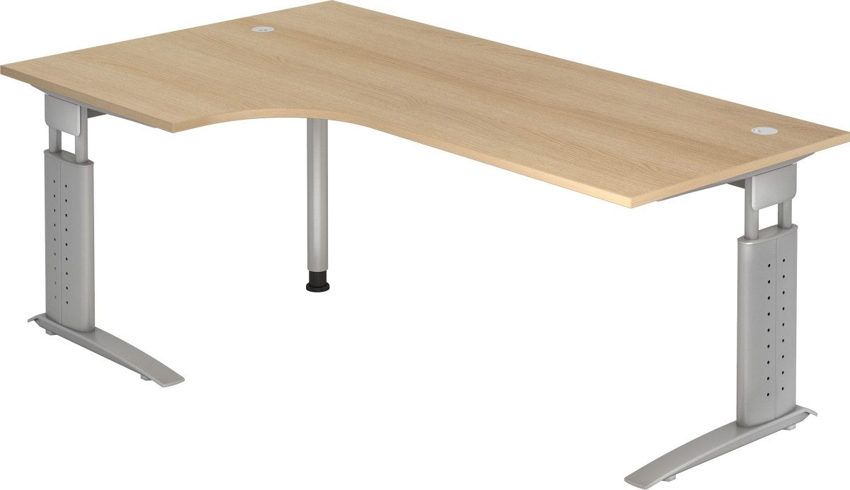 HAMMERBACHER Schreibtisch Winkeltisch C-Fuß 200x120cm 90 Grad Eiche/Silber