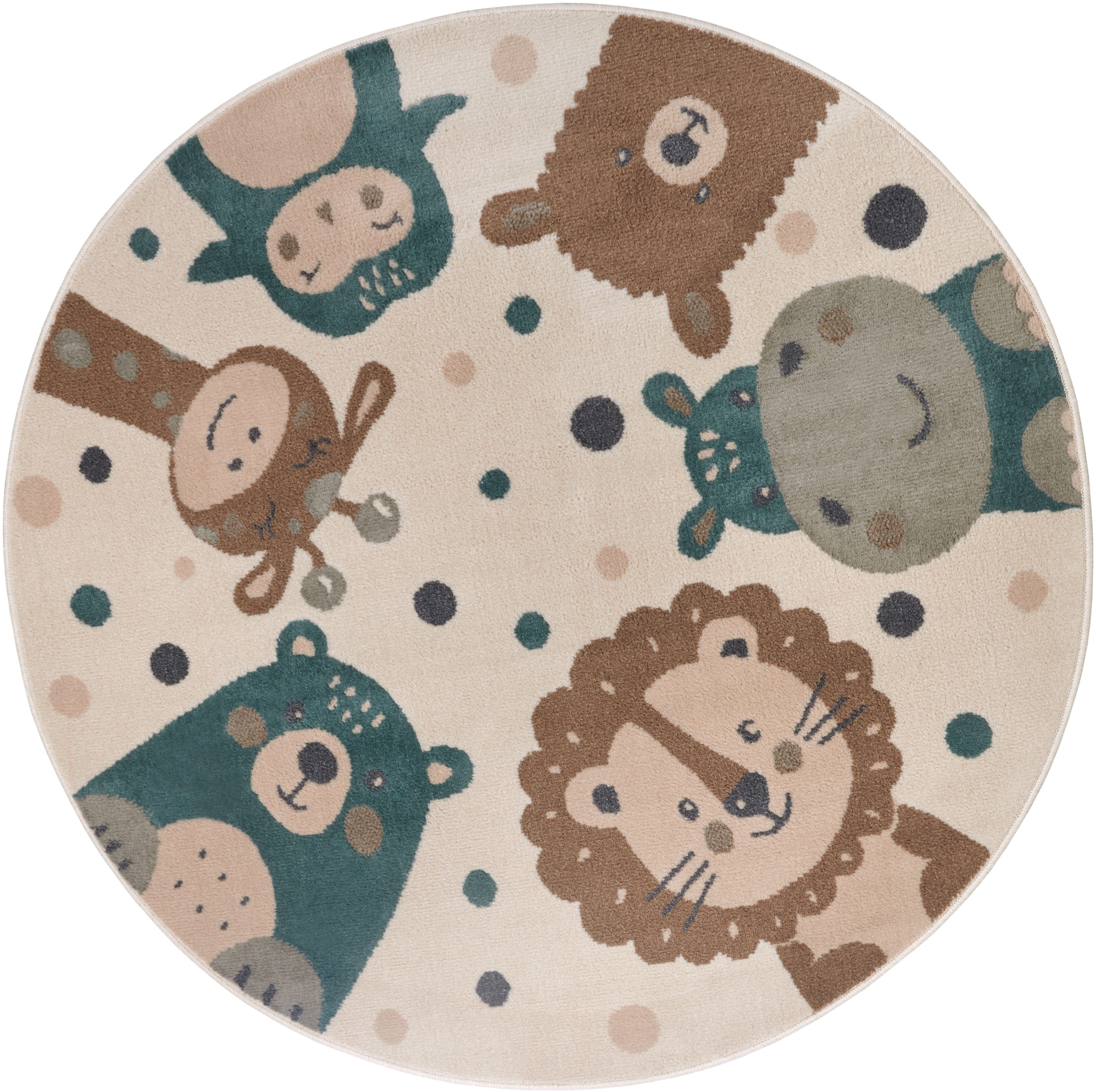 HANSE Home Kinderteppich Adventures Animal Party, rund, Höhe: 8 mm, Spielte günstig online kaufen