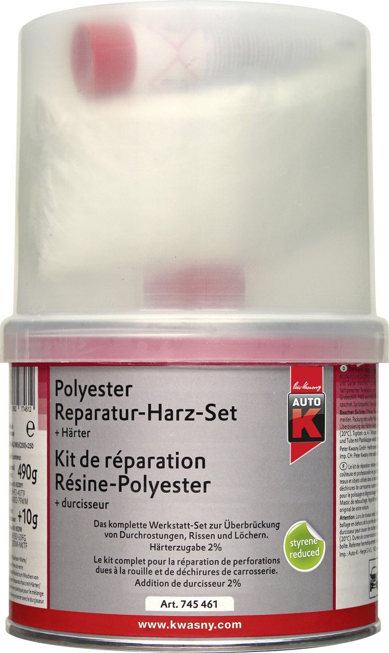 Auto-K Breitspachtel Auto-K Polyester Reparaturharz Set + Härter 500g | Spachtel