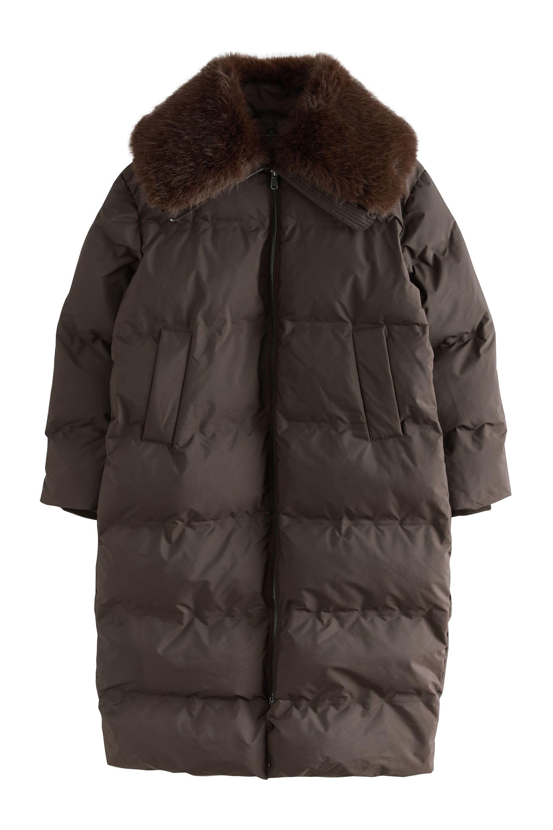 Next Fellimitatmantel Langer, wattierter Mantel mit Kragen aus Kunstfell (1 günstig online kaufen