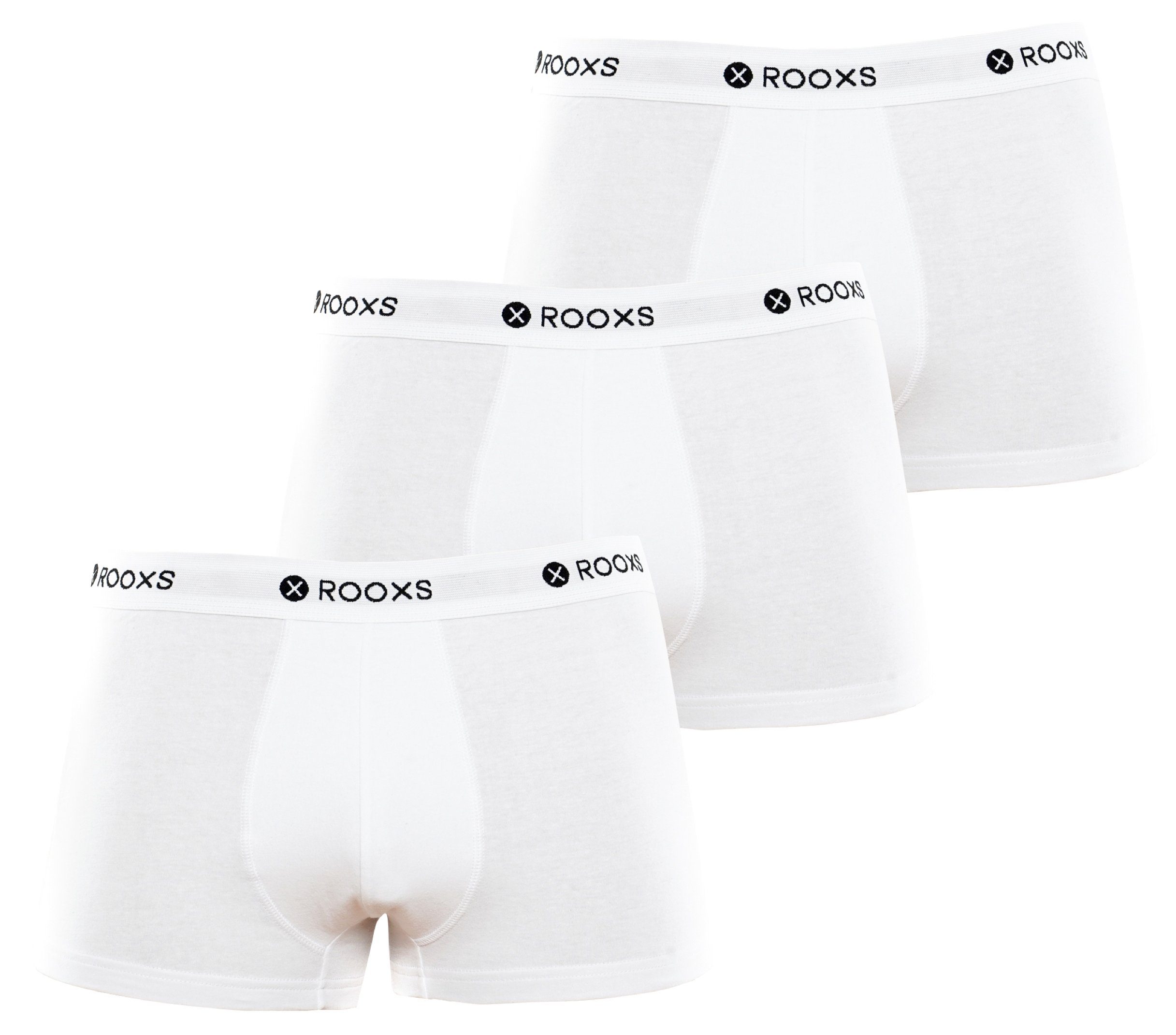 Weiß Boxershorts (3-St) ROOXS Herren Unterhosen Männer Enge Baumwolle Retroshorts