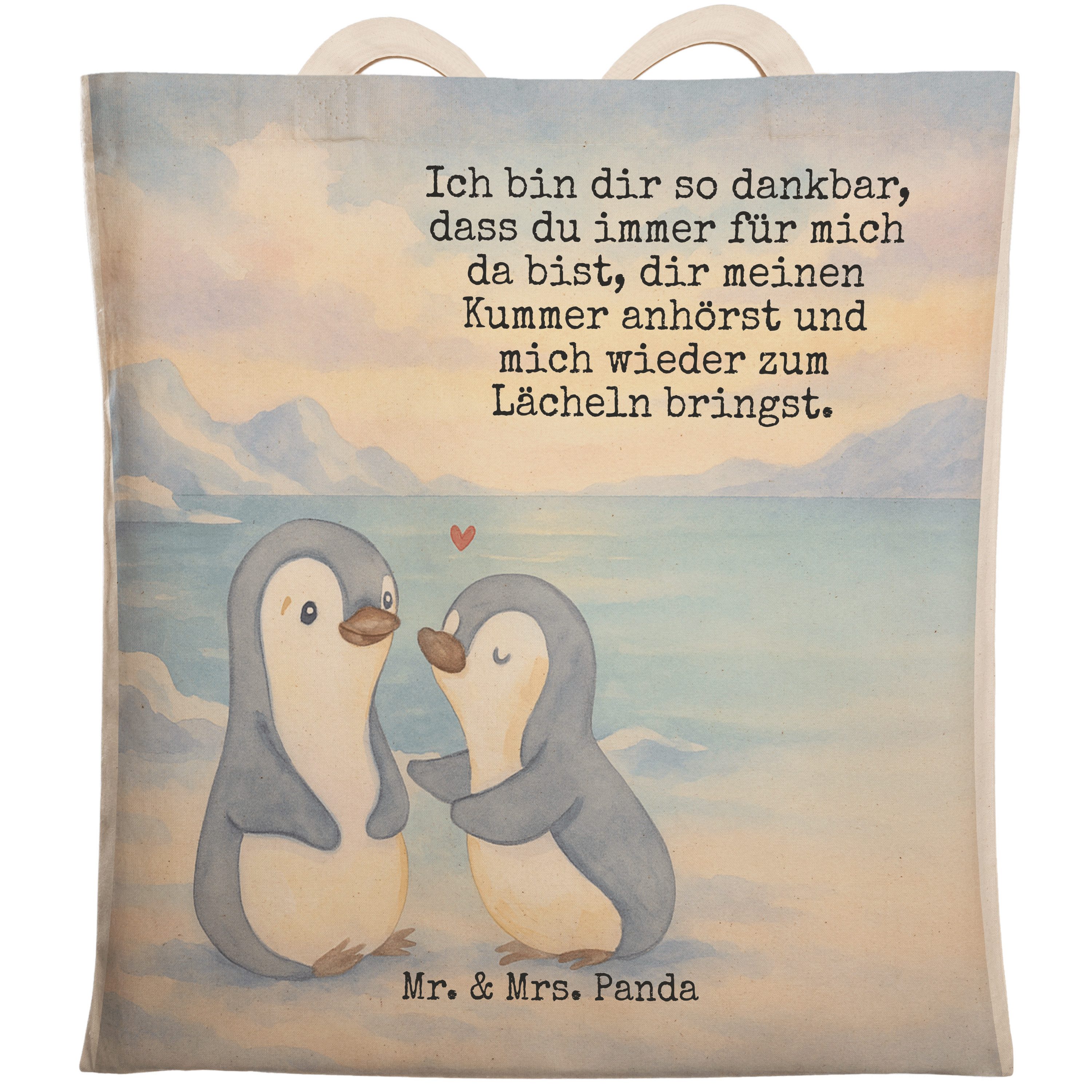 Tragetasche Pinguine trösten Design, Tote Bag, Weiß, Hochzeitstag, Bag, Valentins