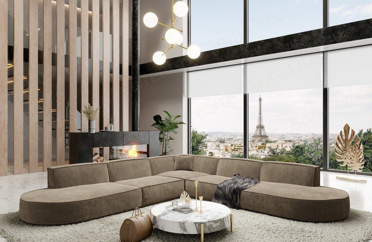 Sofa Dreams Ecksofa Polster Eck Stoffsofa Samtstoff Ecksofa Couch Alegranza L Form Stoff, Loungesofa