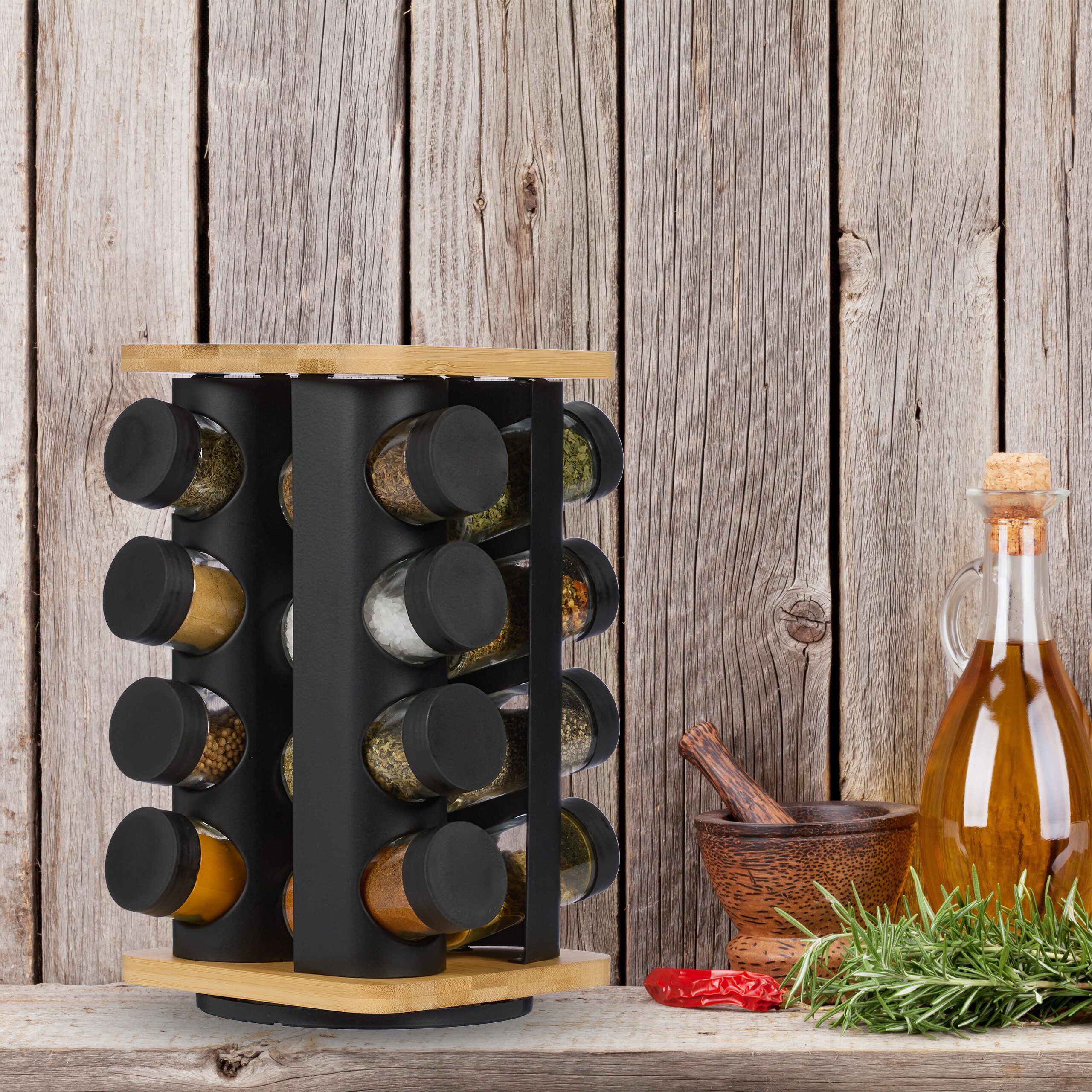 relaxdays Gewürzkarussell Drehbares Gewürzkarussell mit 16 günstig online kaufen