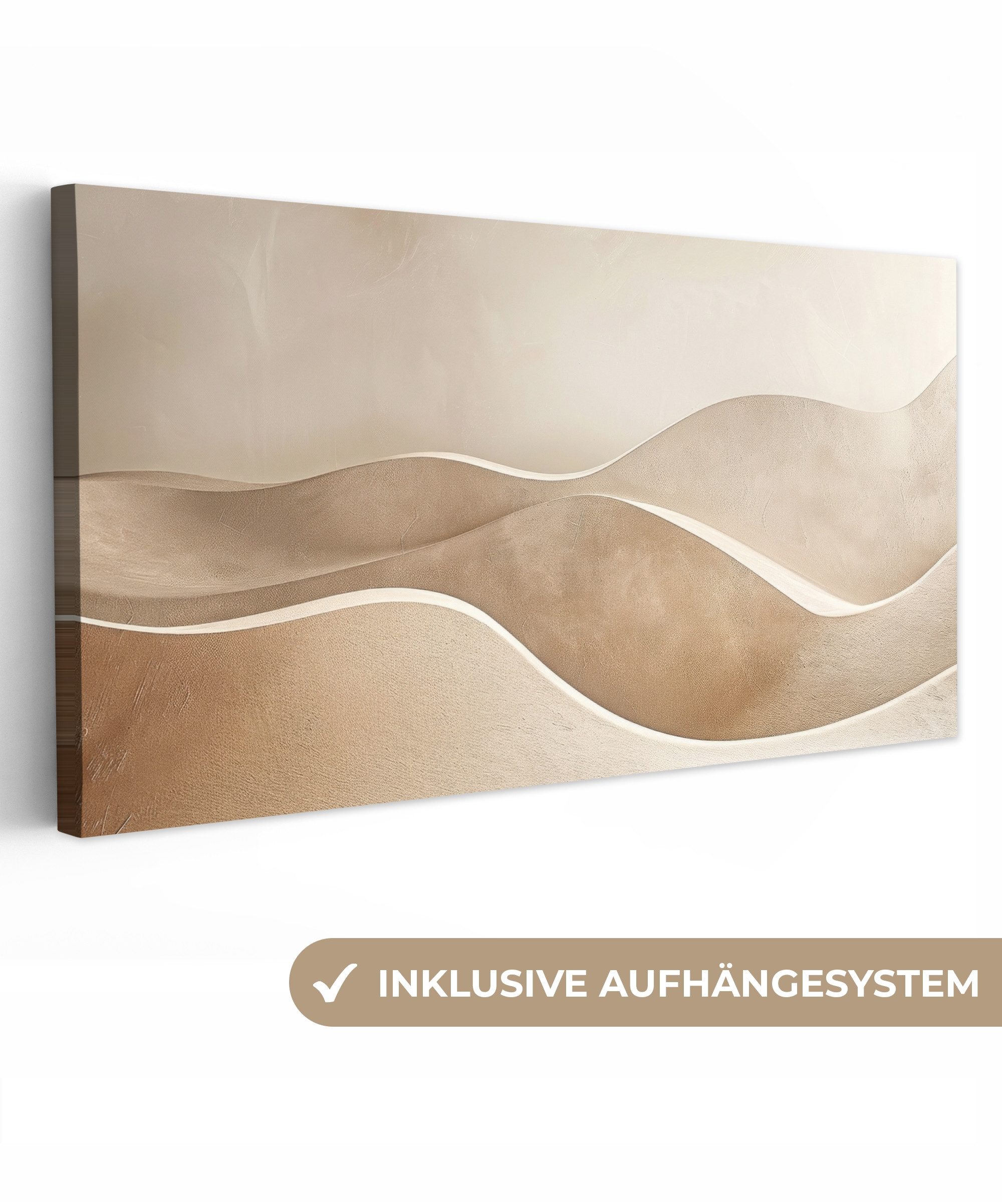 OneMillionCanvasses® Leinwandbild Panorama Beige - Natur - Abstrakt - Modern, Fotodruck (1 St), Leinwand Bilder für Wohnzimmer Schlafzimmer 60x30 cm