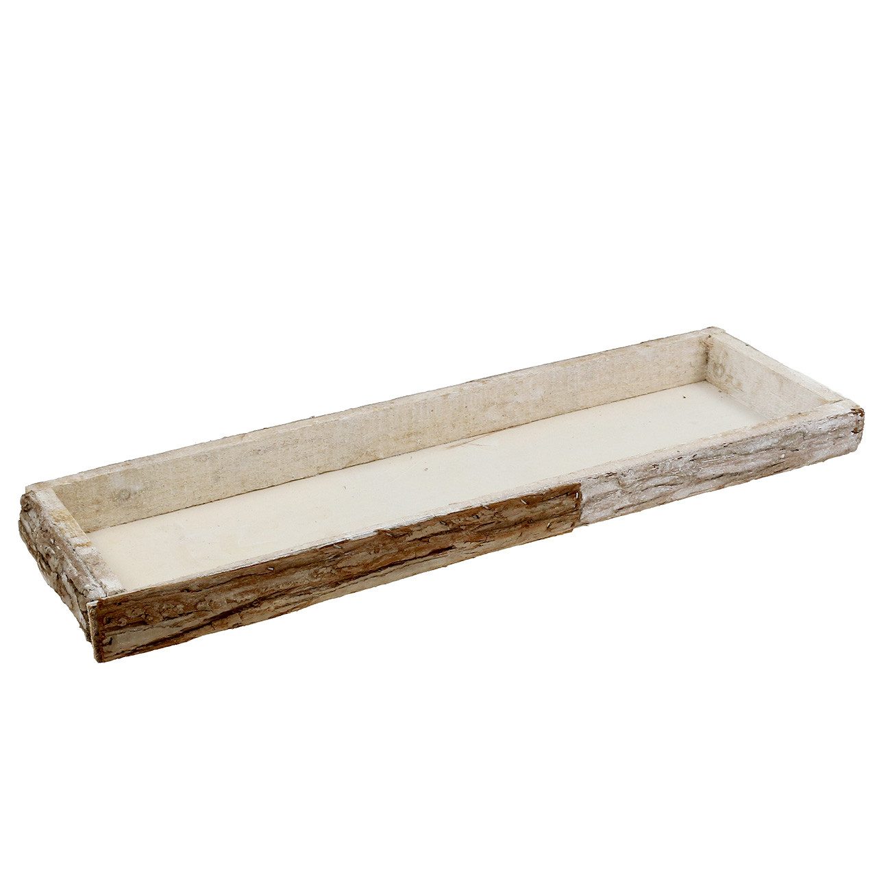 Kaemingk Dekokorb Holztablett Rinde Weißgewaschen Natur 59×20cm 2er Set Deko, 2 Stück