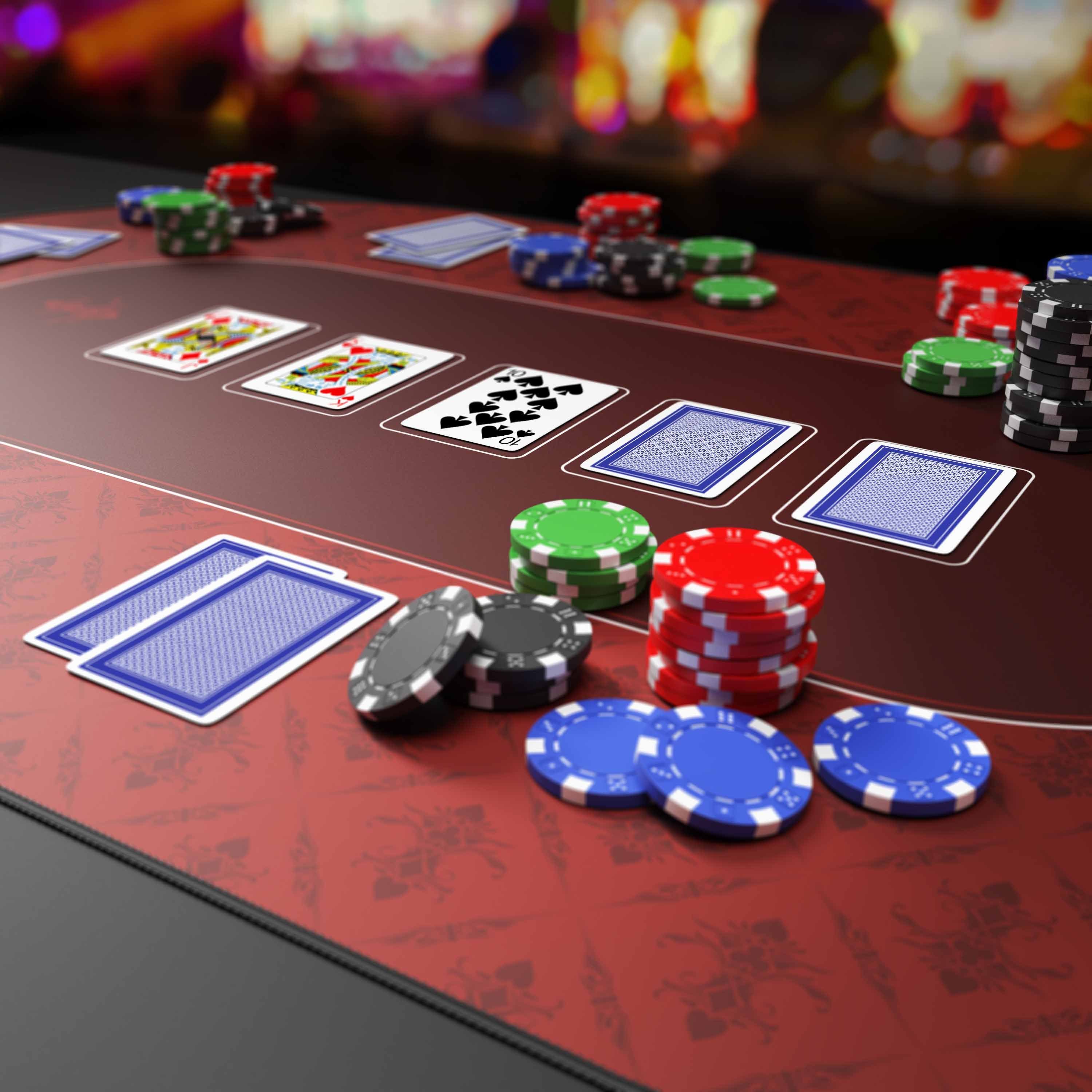 Pokertisch 10 Spieler Poker Tisch Pokertable + Chiptray Getränkehalter  Grün/Blau online kaufen 