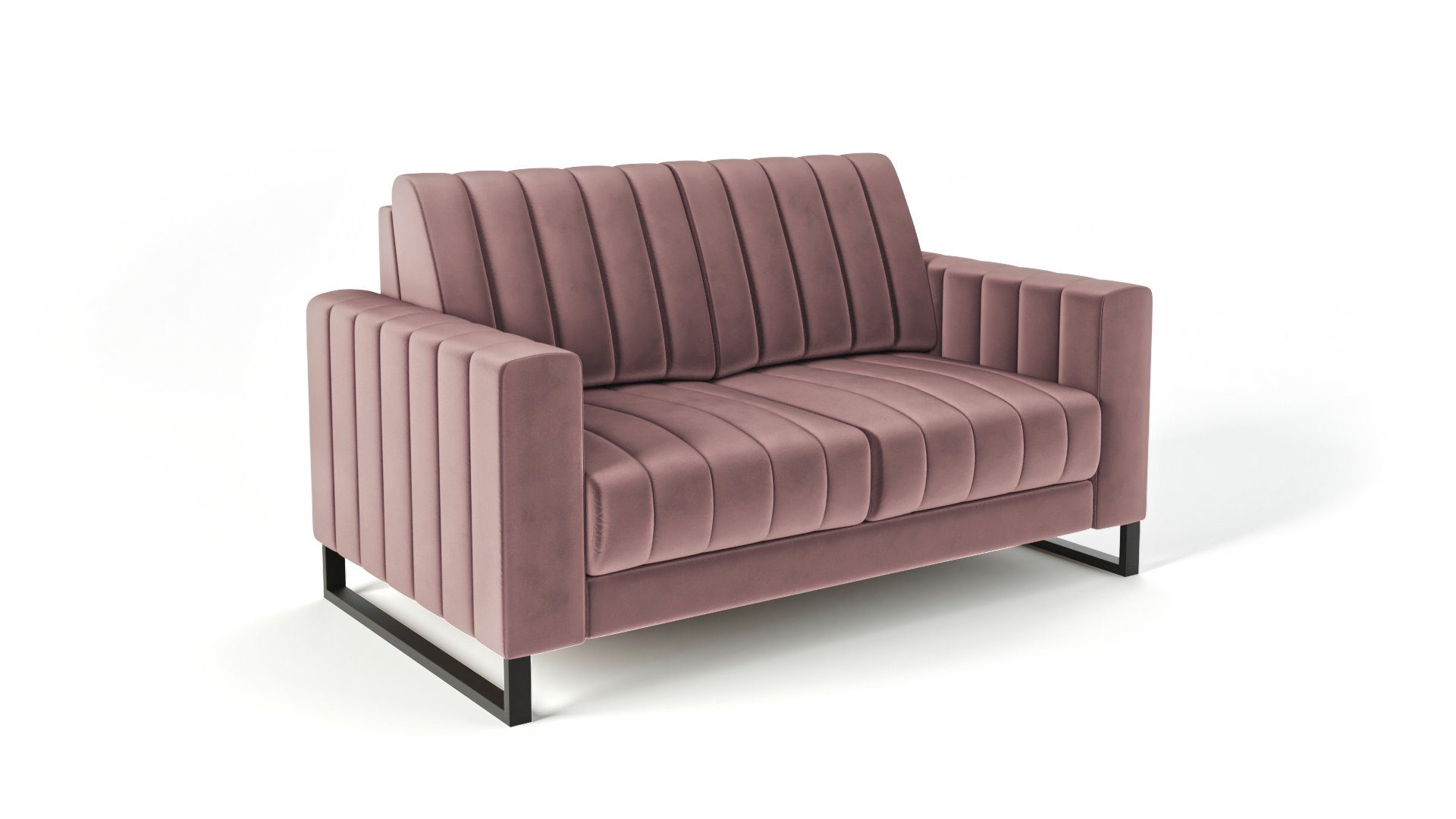 Siblo 2-Sitzer auf - Beinen Sofa Elegantes Mono Zweisitzer-Sofa schwarzen Zweisitziges 2 Rosa