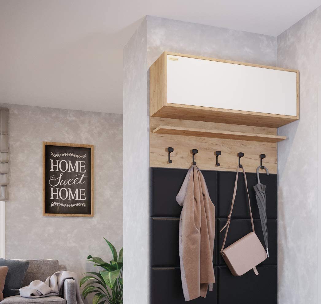 Küchenschrank, eiche-weiß für Bad, Platan Room 100x35x35cm, Hängeschrank Wohnzimmer Flur Wandschrank