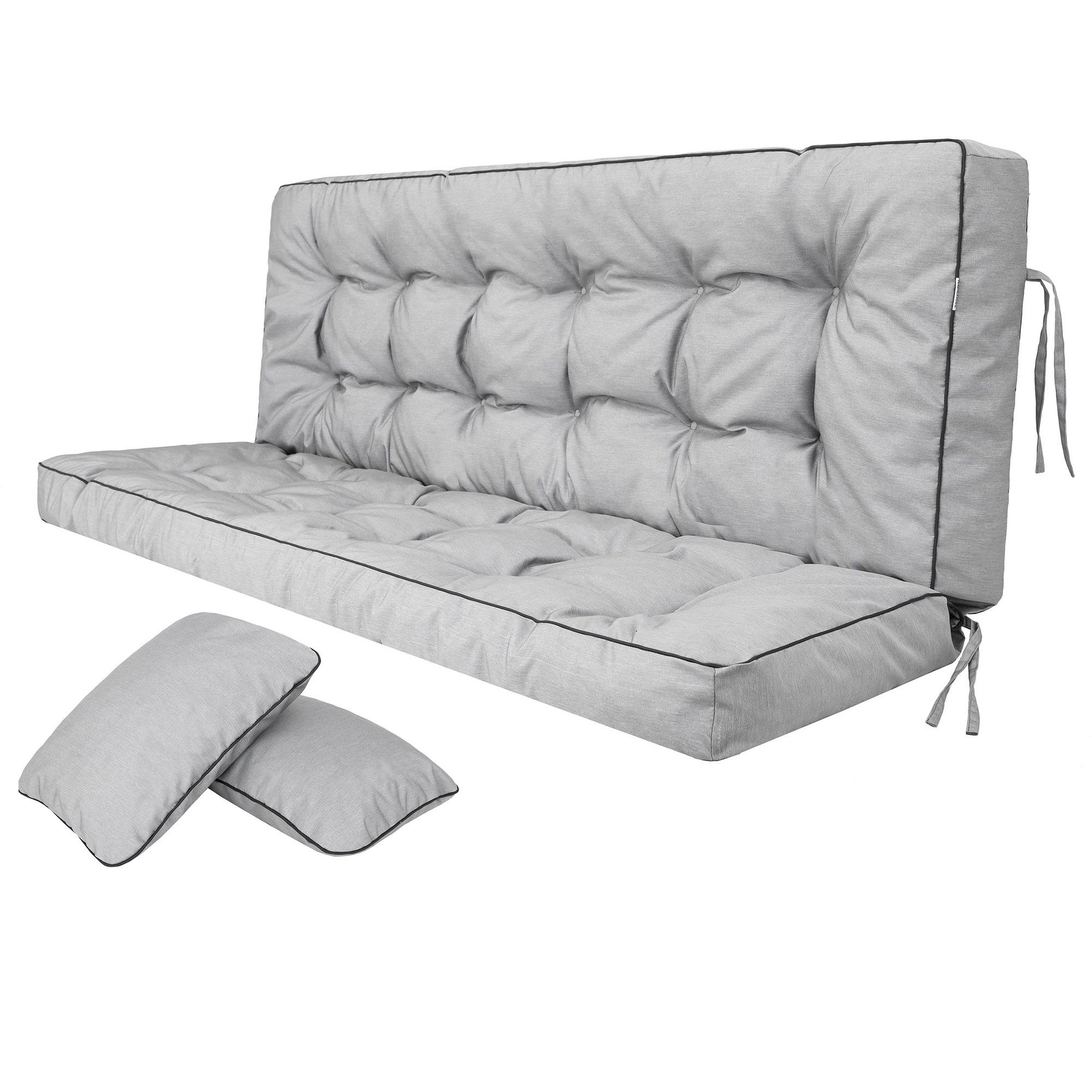 Hobbygarden Bankauflage Polsterauflage POLA 100, 120, 150 oder 180 cm, für Gartenbank & Hollywoodschaukel inkl. 2 Seitenkissen