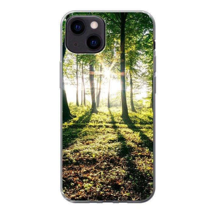 MuchoWow Handyhülle Die Sonne bricht durch die Wälder des Nationalparks Söderåsen in Handyhülle Apple iPhone 13 Mini Smartphone-Bumper Print Handy