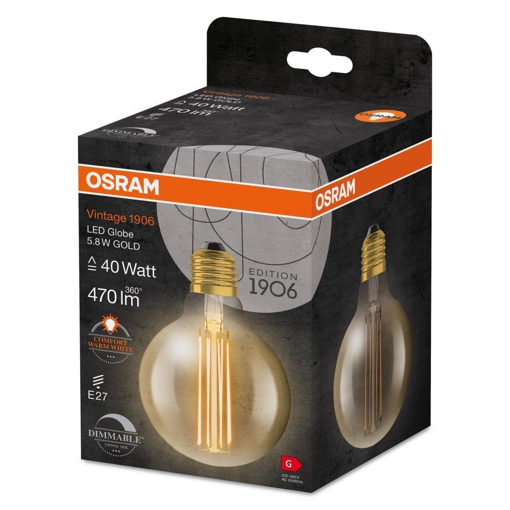 Osram LED-Leuchtmittel LED VINTAGE 95, GLÜHLAMPE GLOBE E27 E27