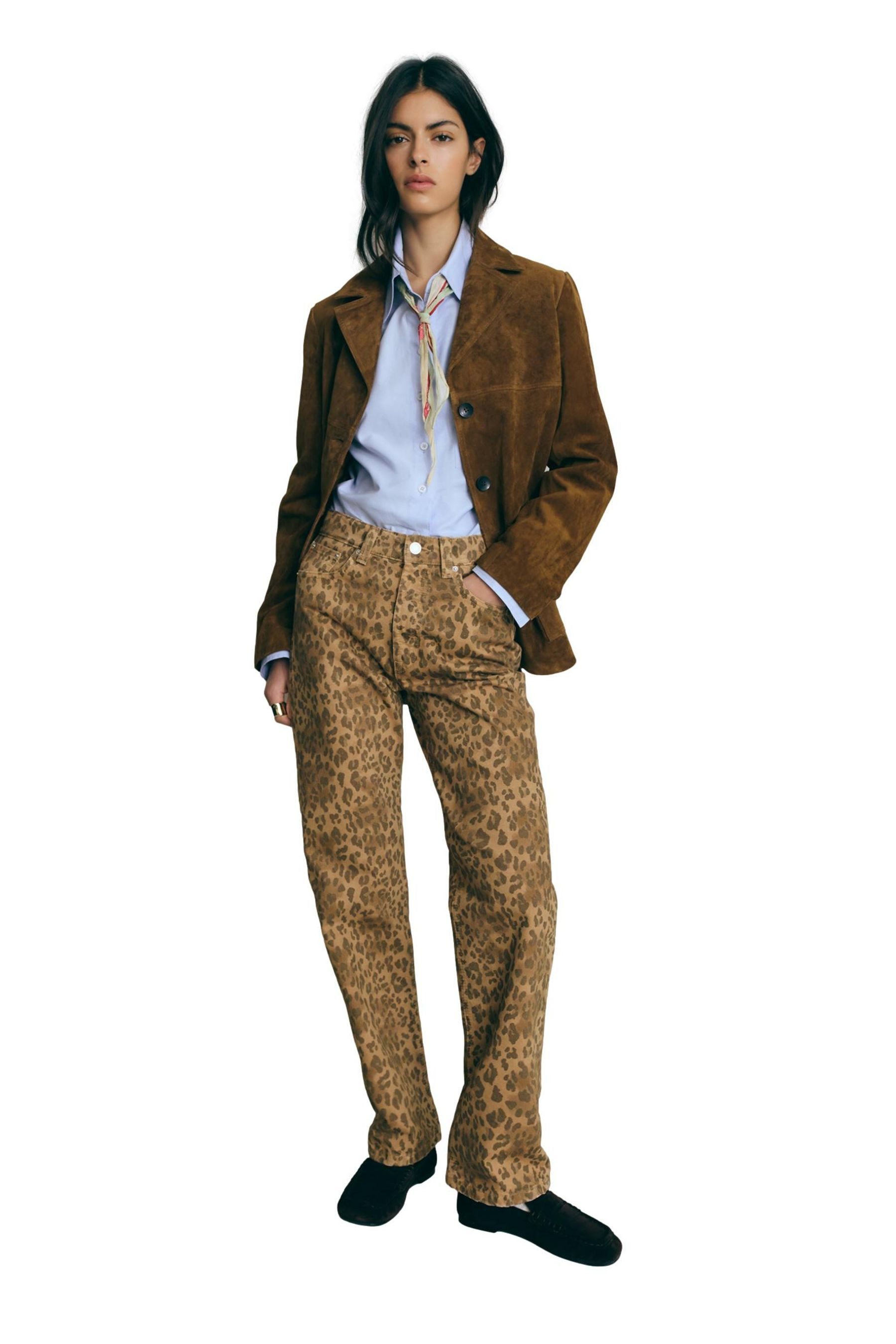 Bhoem Gerade Jeans BHOEM Jeans in Straight Fit mit Leopardenmuster (1-tlg)