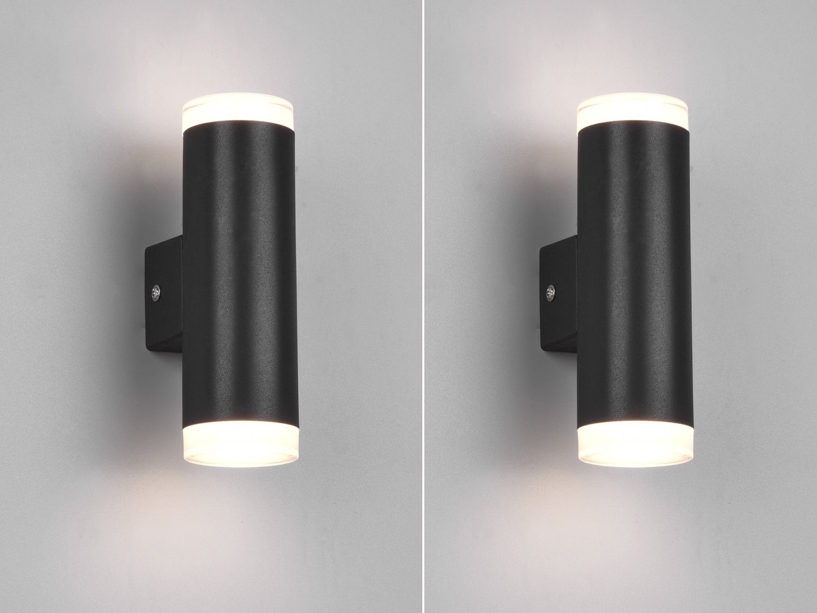 TRIO Leuchten Spiegelleuchte, LED fest integriert, Warmweiß, 2er Set Updown Badezimmerlampen Wand Bad-lampen Schwarz, Höhe 17cm