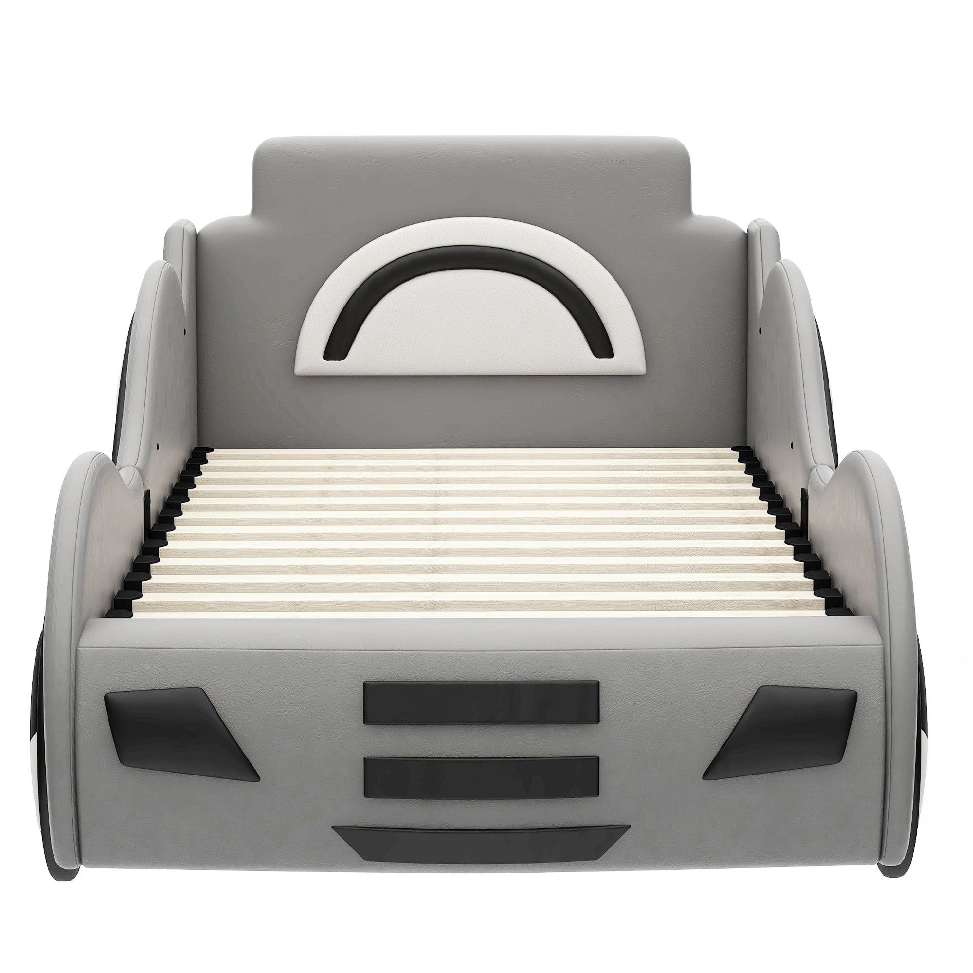 Fangqi Autobett 90x200cm Automodell Einzelbett Lattenrost Kinderbetten, großem Grau mit Bettkasten Autobetten, unter Schwarz/Weiß) (Familienbett,Auto-Modellbetten