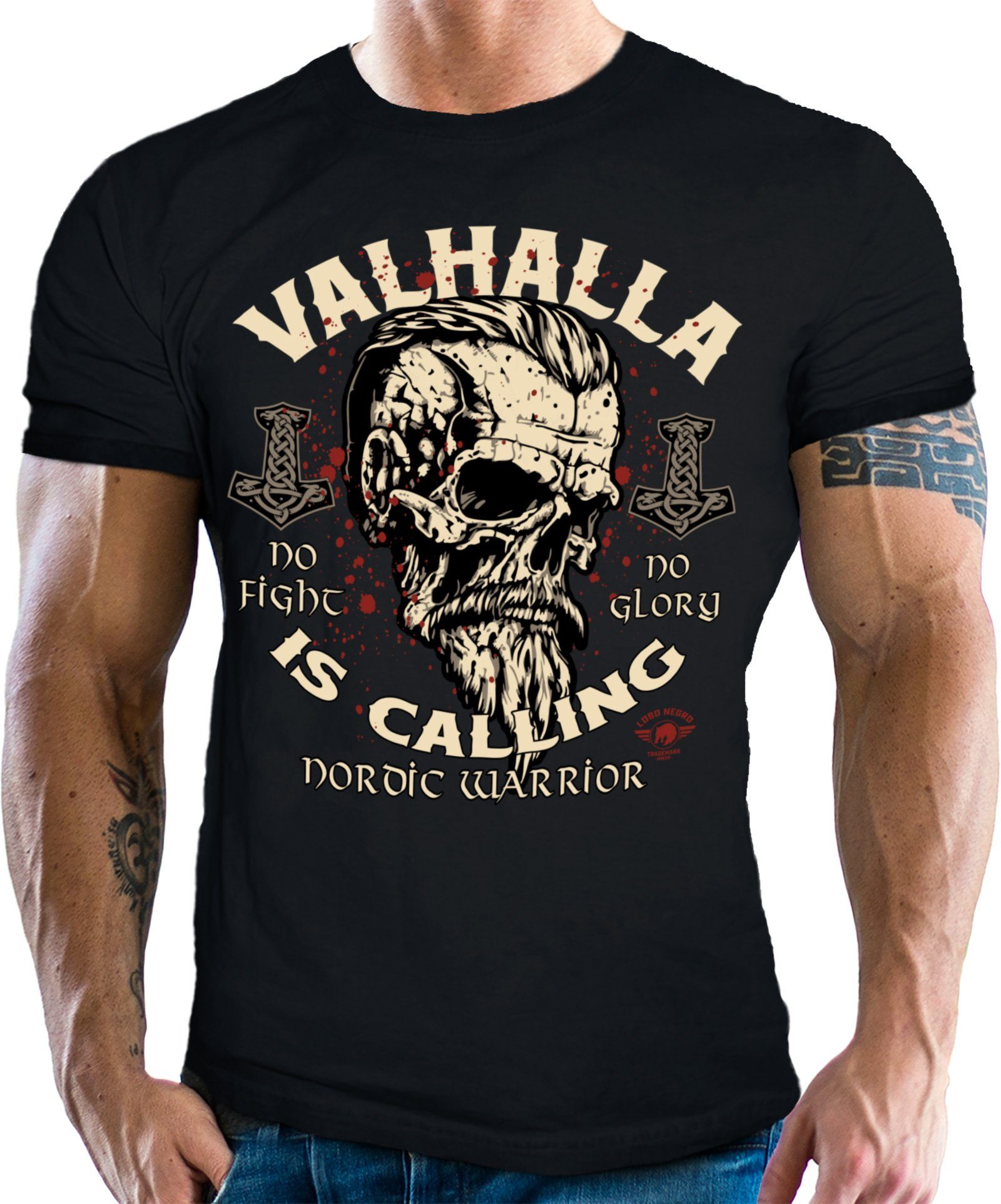 LOBO NEGRO® T-Shirt für Wikinger Nordmann Keltic Fans: Valhalla is Calling