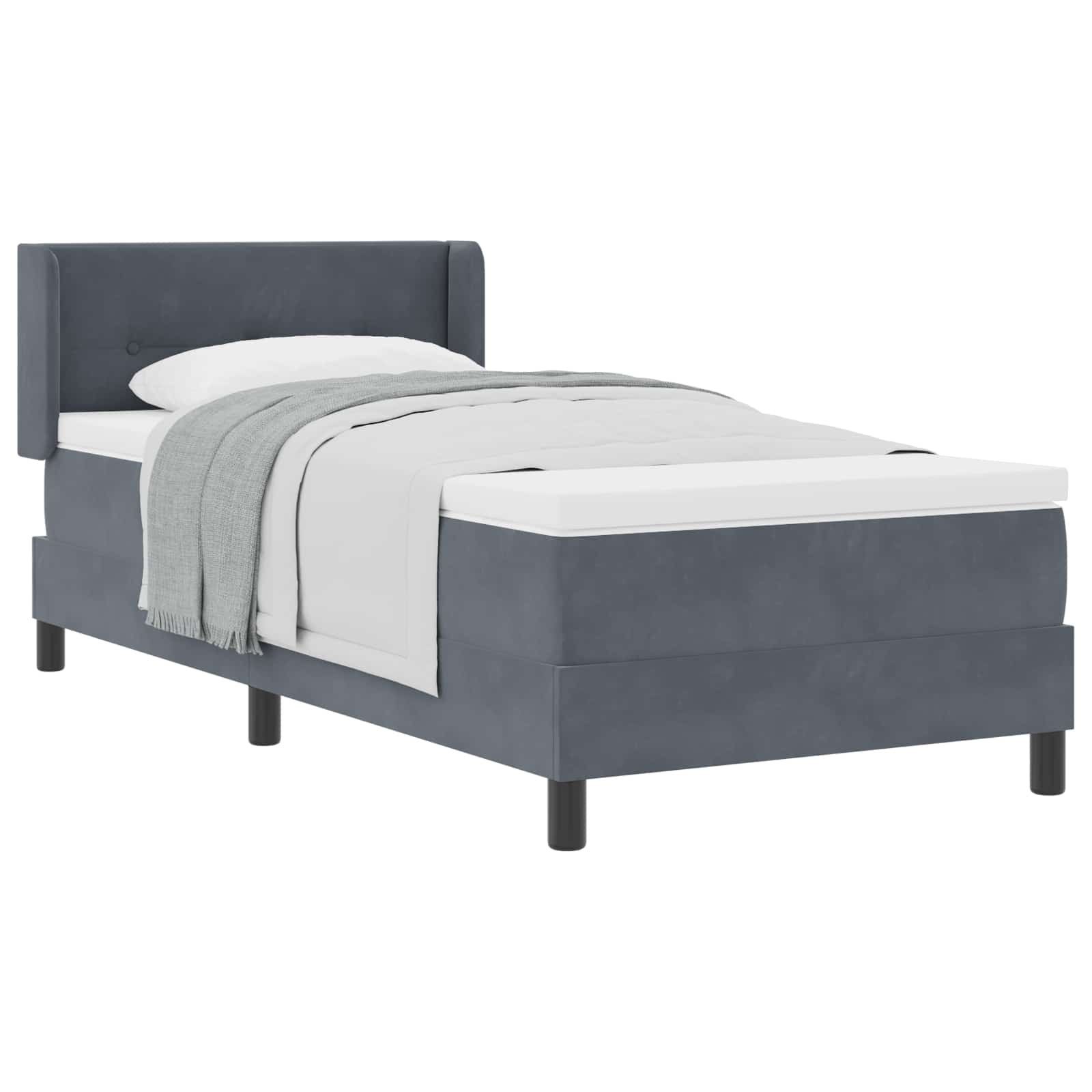Bett Boxspringbett mit Kopfteil Dunkelgrau 200 x 100 cm Samt