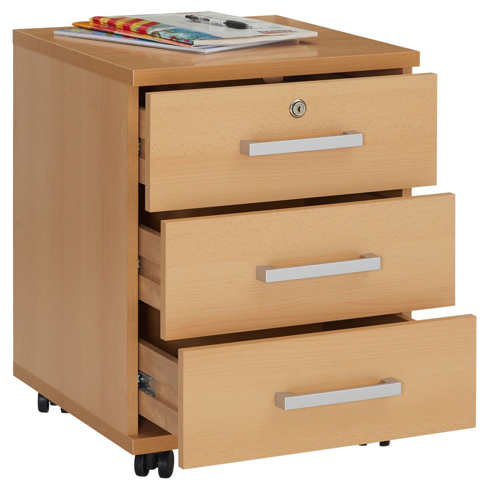 CARO-Möbel Rollcontainer VANCOUVER, Rollcontainer Bürocontainer Schubladenschrank Büroschrank abschließbar