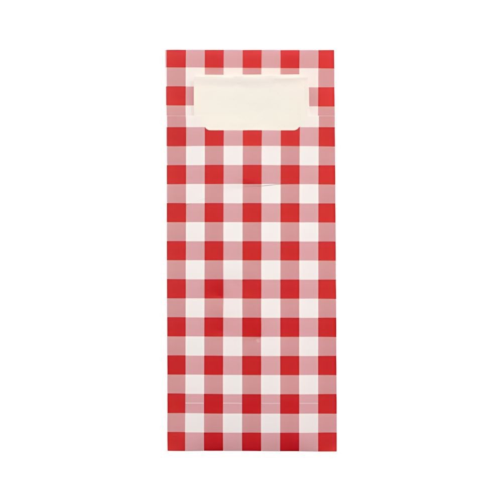 PAPSTAR Papierserviette 520x Bestecktaschen 20 x 8,5 cm rot Vichy Karo inkl. weißer Serviette