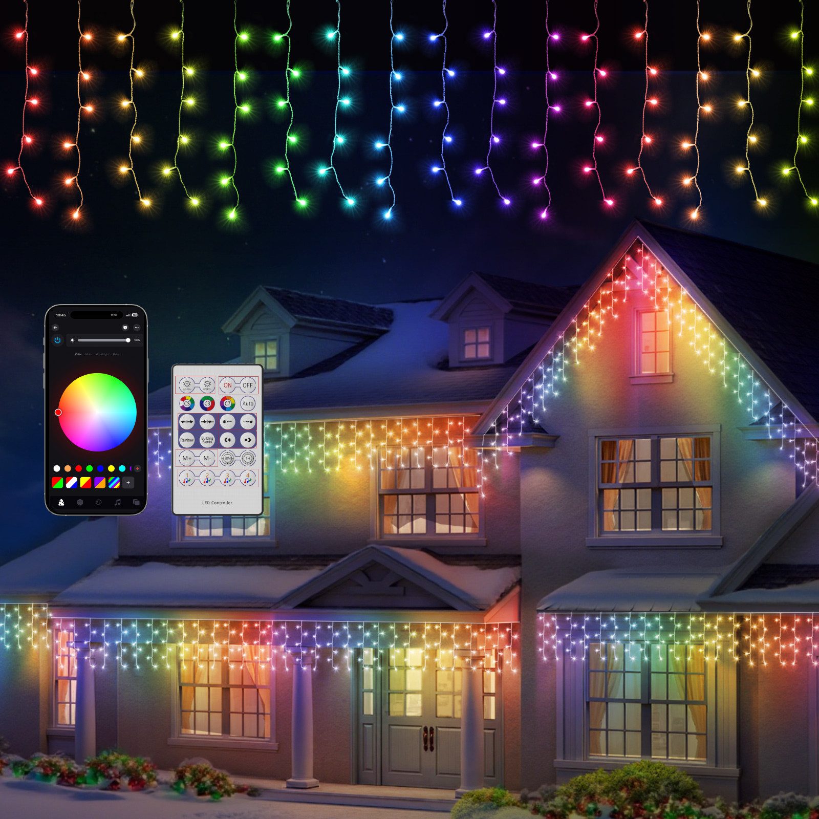 Elegear Lichterkette 10×0,6m LED Eiszapfenlichter mit 408 LEDs, App- & Fern günstig online kaufen