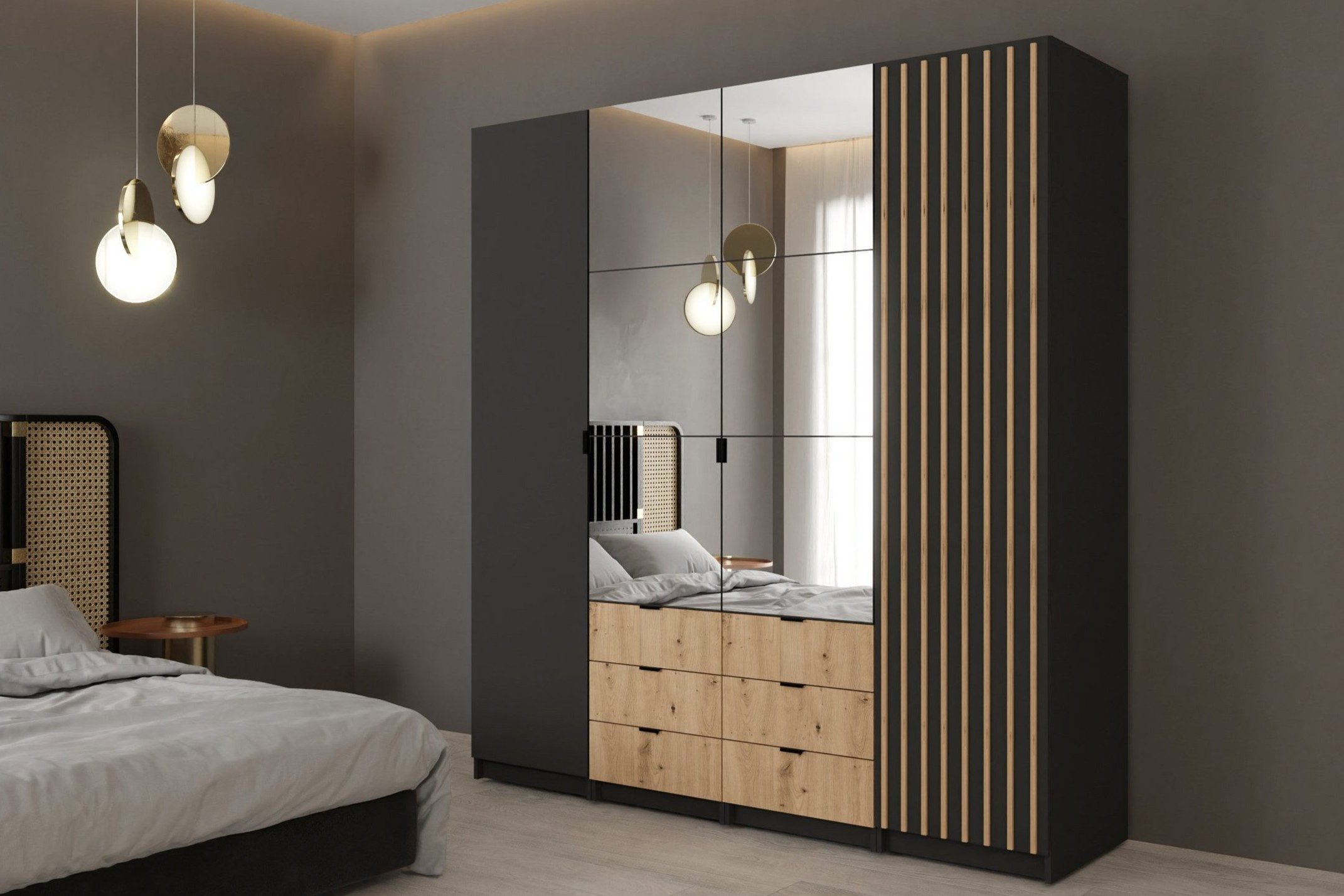 MOEBLO Kleiderschrank XANO 200 (Drehtürenschrank mit günstig online kaufen