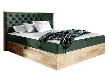 MIRJAN24 Boxspringbett Wood 3 (mit Hauptmatratze, Topper, Kopfteil), 120, 140, 160, 180, 200 / 200 cm, mit zwei Bettkästen