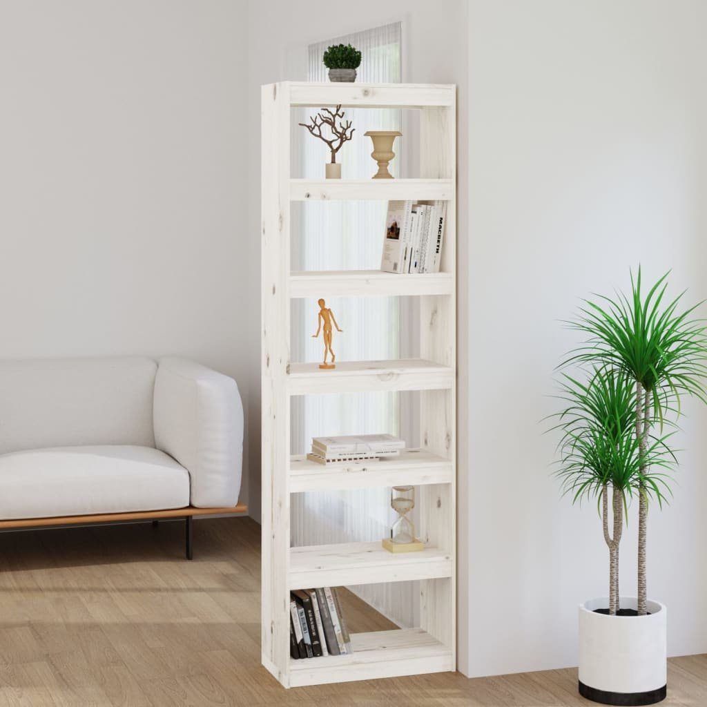 furnicato Bücherregal Bücherregal/Raumteiler Weiß 60x30x199,5 cm Massivholz Kiefer