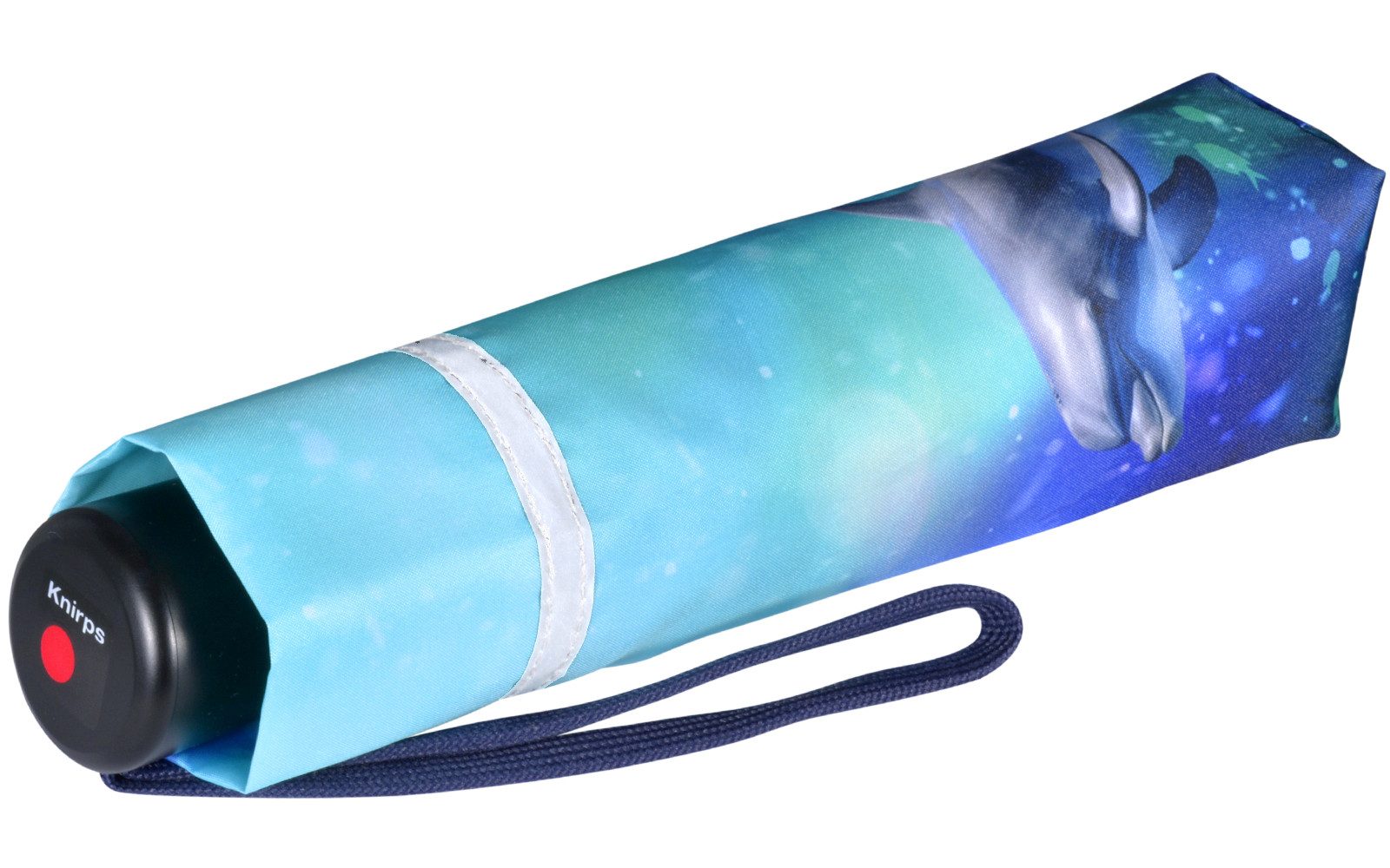 Knirps® Taschenregenschirm Kinderschirm 4Kids reflective mit Delfinen, für Sicherheit auf dem Schulweg – Bild 3 von 5