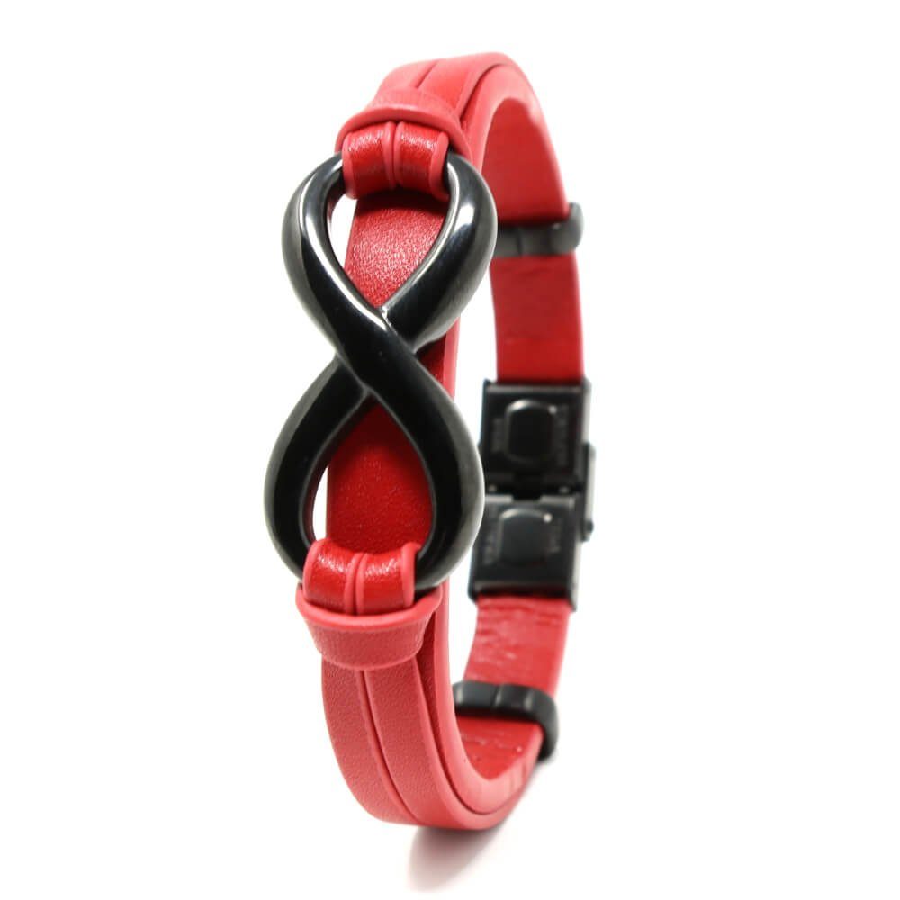DALMARO.de Lederarmband Leder Armband INFINITY RED, Herren Armband inkl. Schmuckschachtel | Armbänder