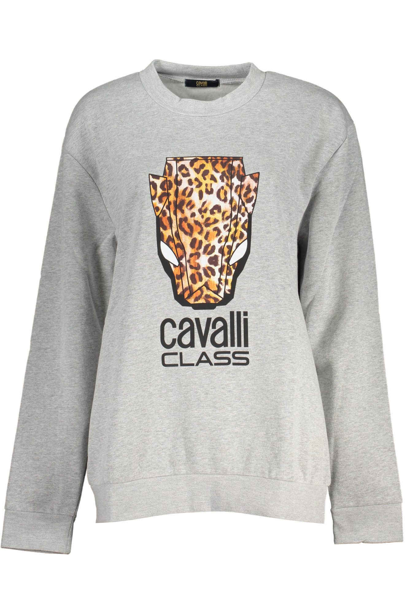 Cavalli Class Sweatshirt Graues Damen-Sweatshirt mit Logo-Druck und