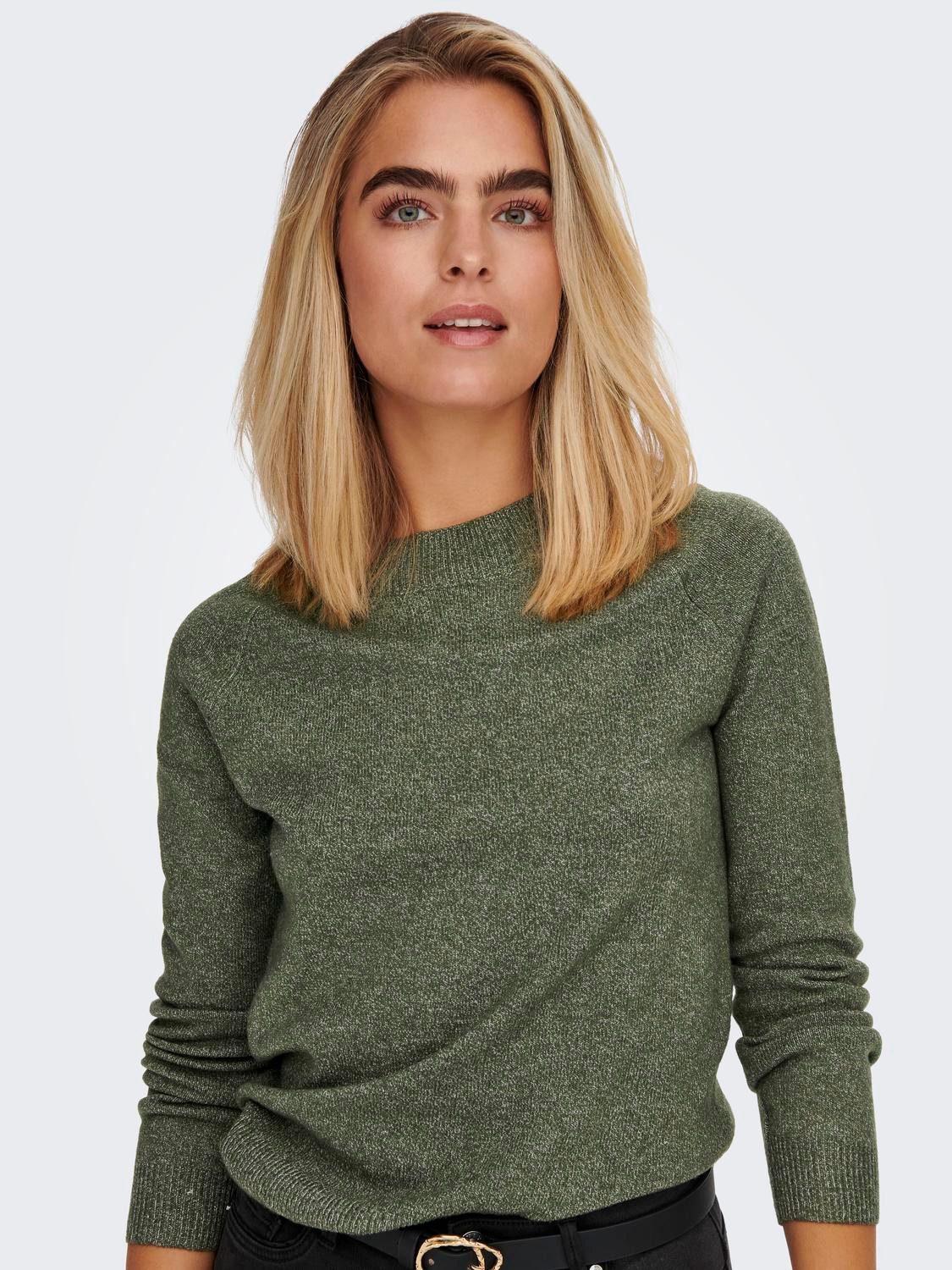ONLY Rundhalspullover ONLRICA LIFE L/S PULLOVER KNT NOOS Materialmix, regular fit