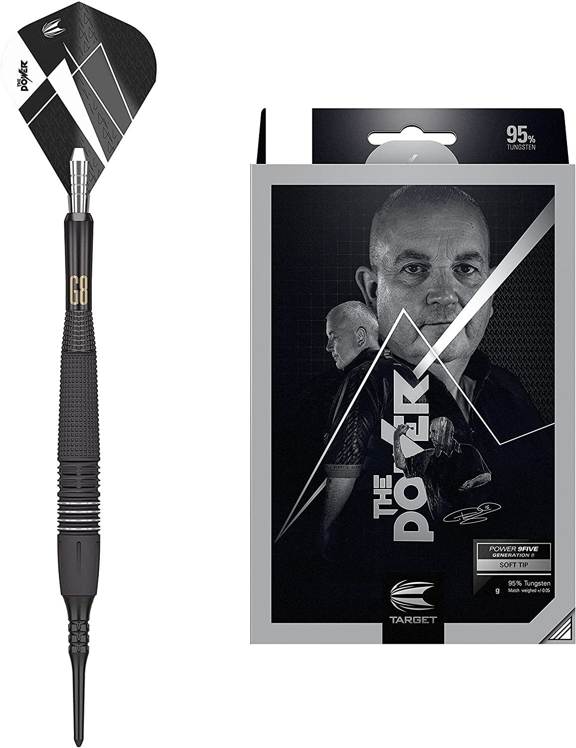 Dartpfeil Phil Taylor Power 9-Five 8. Gen. 95% Wolfram Softdarts-Set 18 g