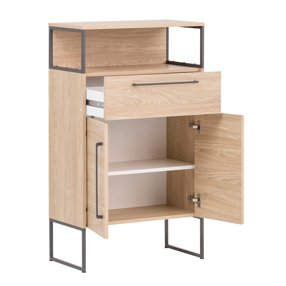 Lomadox Midischrank LIMOGES Badezimmer Kommode -80 in Eiche hell Nb., B/H/T: 65,2/112,5/33,1 cm